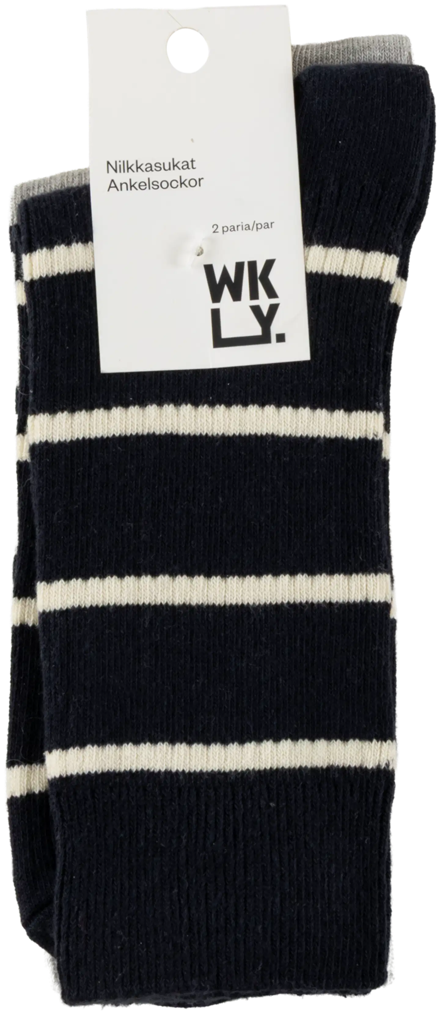 WKLY. miesten nilkkasukat raita 193W322608 2-pack - Navy/lt gray - 2