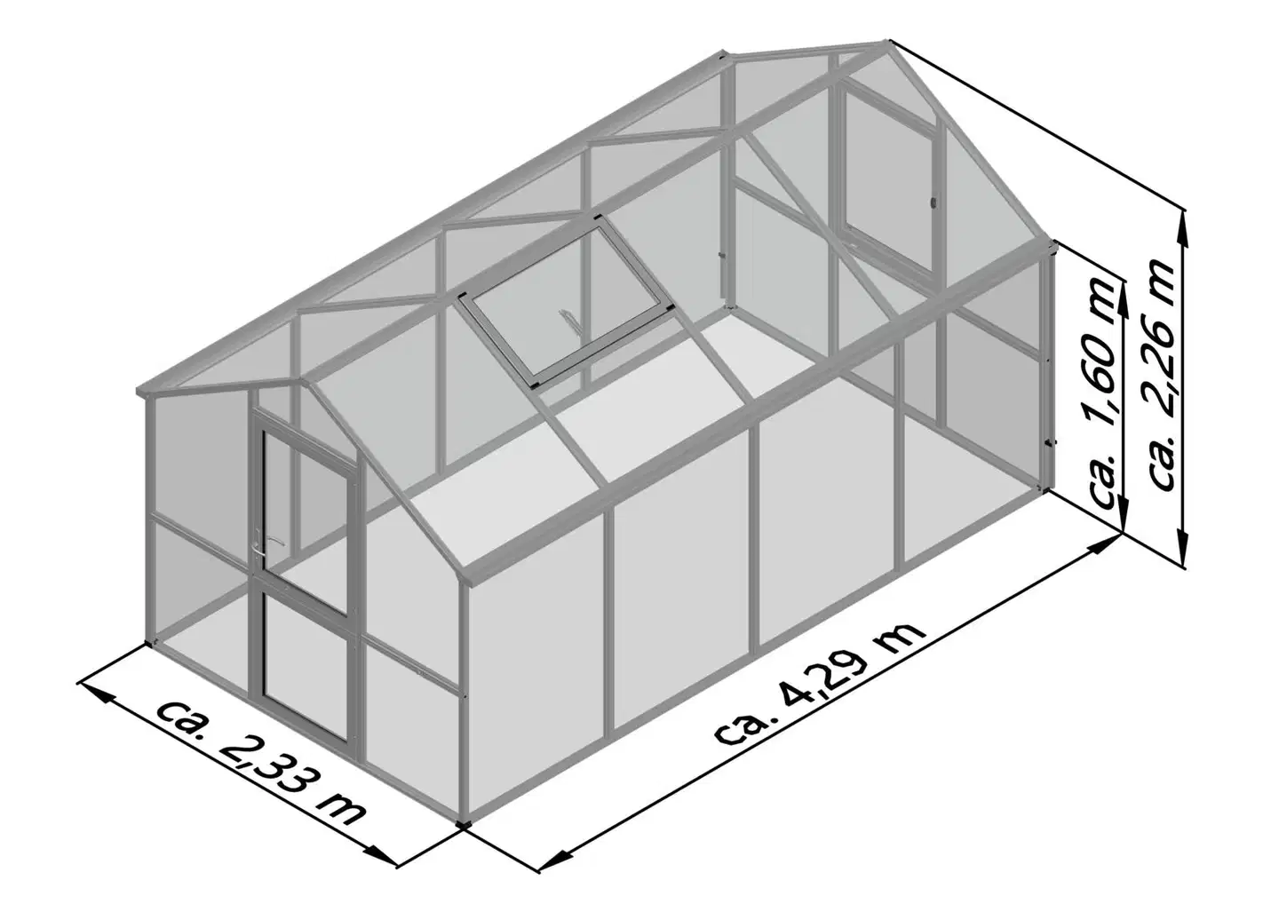 Kreative Gartentechnik kasvihuone Iris IV 10 m2 antrasiitinharmaa - 2