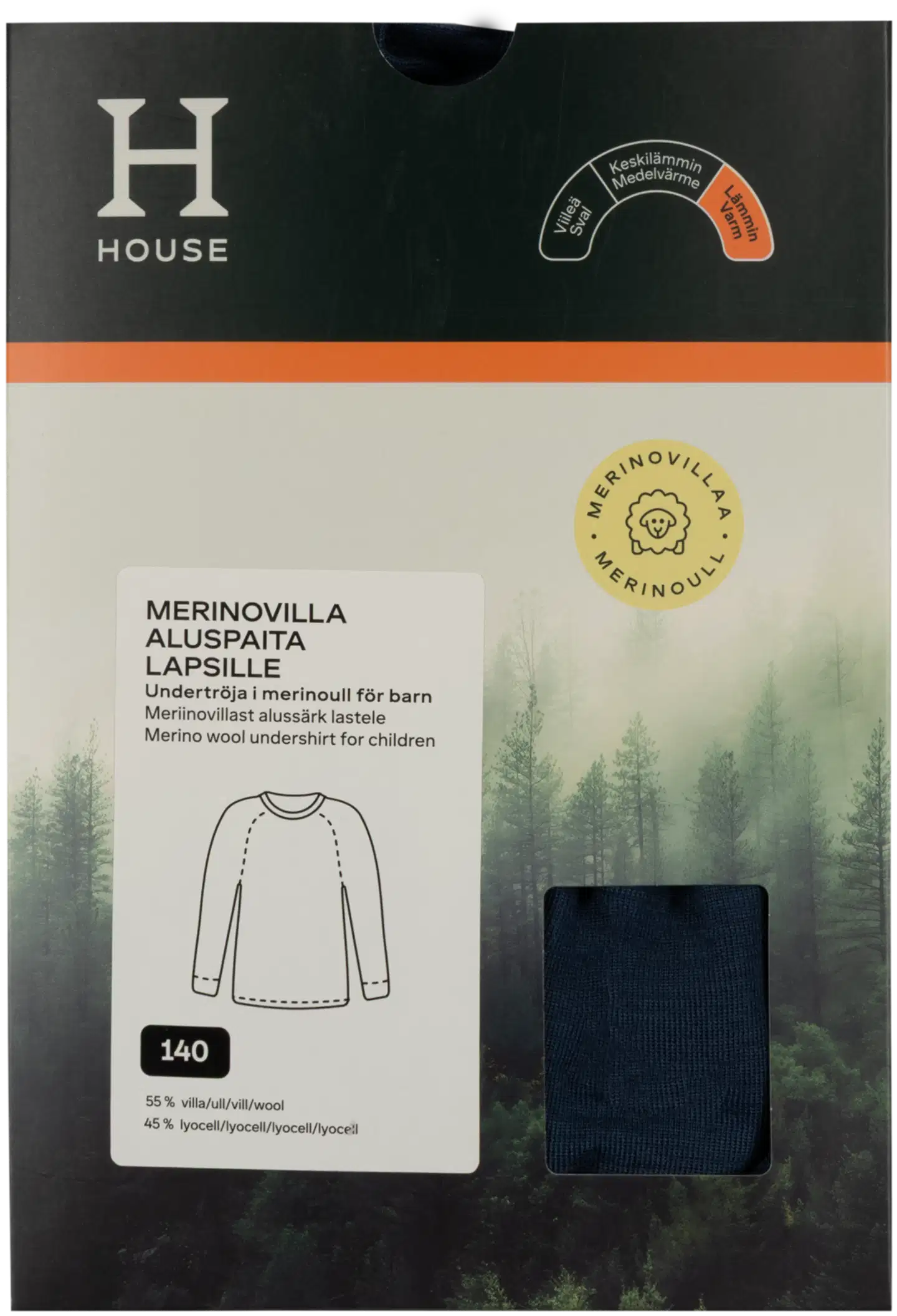 House lasten aluskerraston paita merinovilla-lyocellsekoitetta 231H332697 - 19-4118tcx dark denim - 3