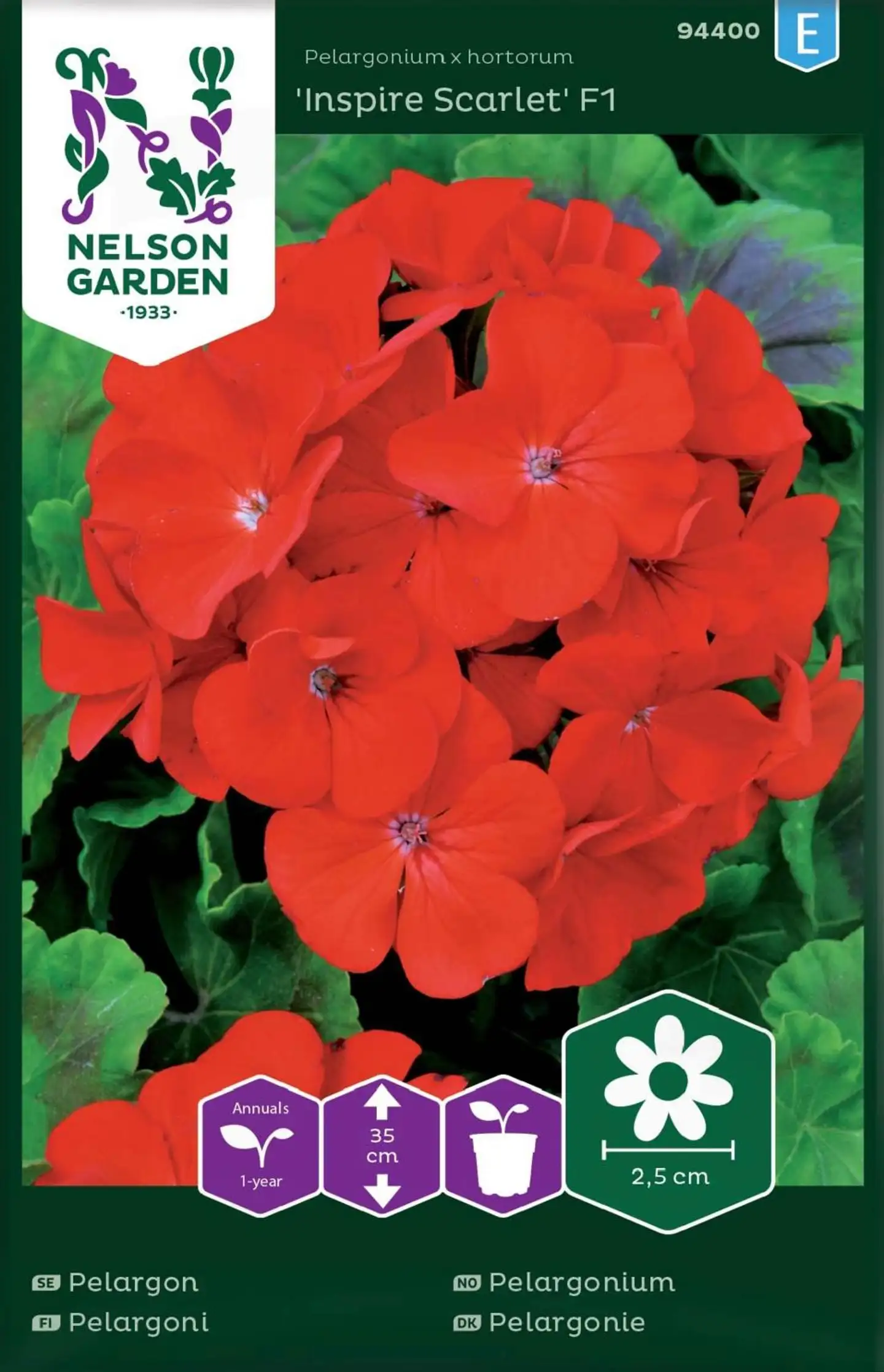 Nelson Garden Siemen Pelargoni, Inspire Scarlet F1