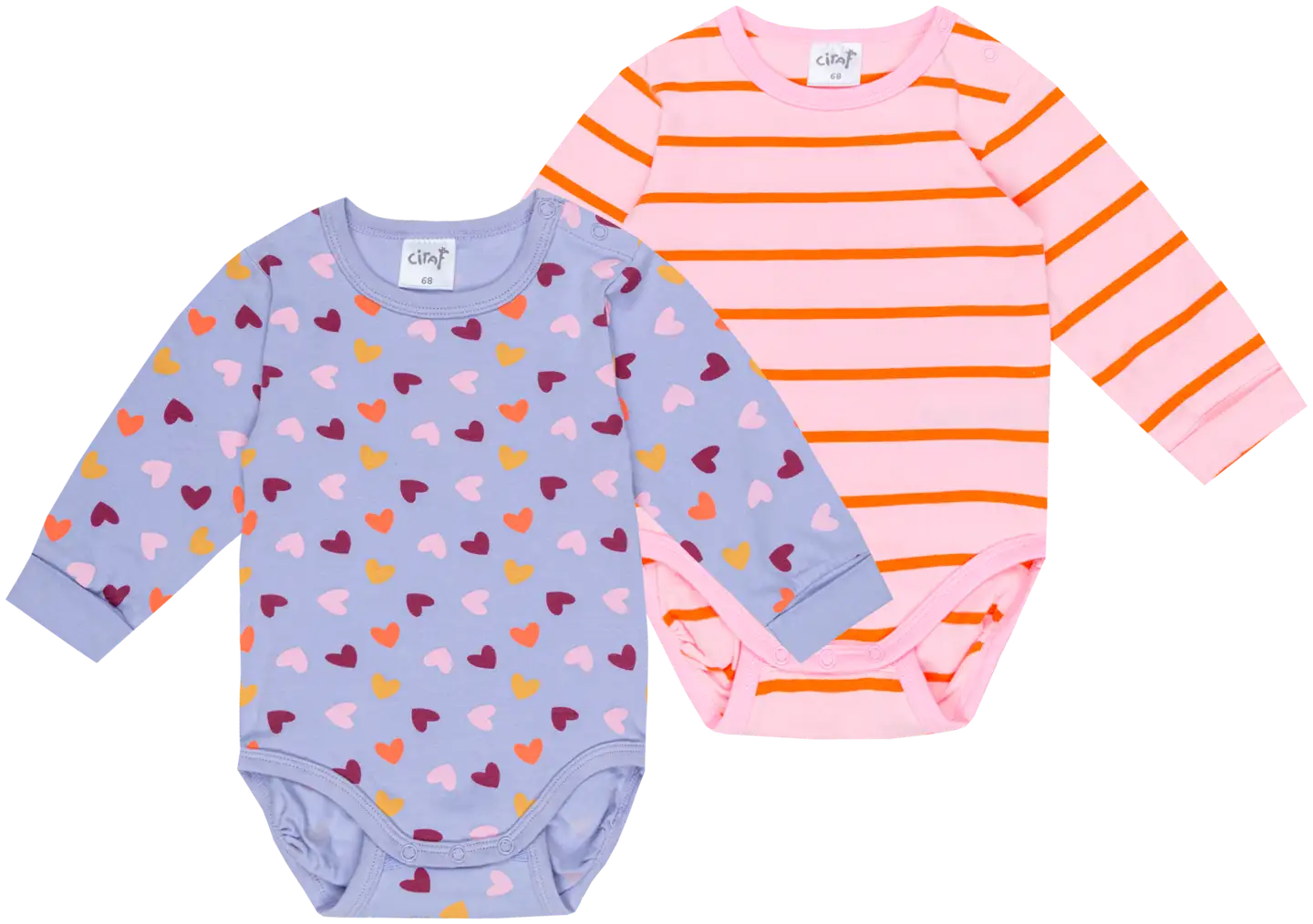 Ciraf vauvojen body Sydän & Raita 2-pack - pink hearts - 1