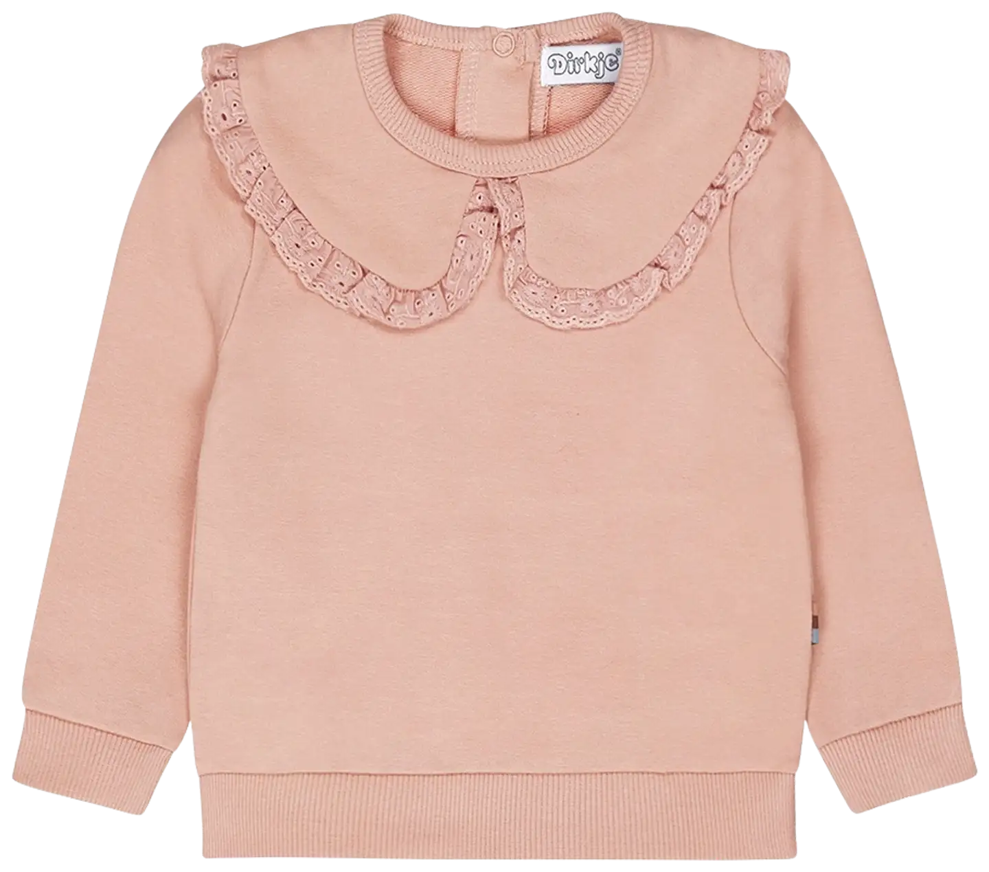 Dirkje lasten collegepusero, jossa pitsiröyhelöä kauluksessa Q52362 - Dusty Pink