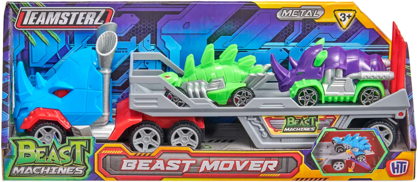 Teamsterz lelu Beast Machines Beast Mover kuljetusrekka ja 2 pikkuautoa - 3