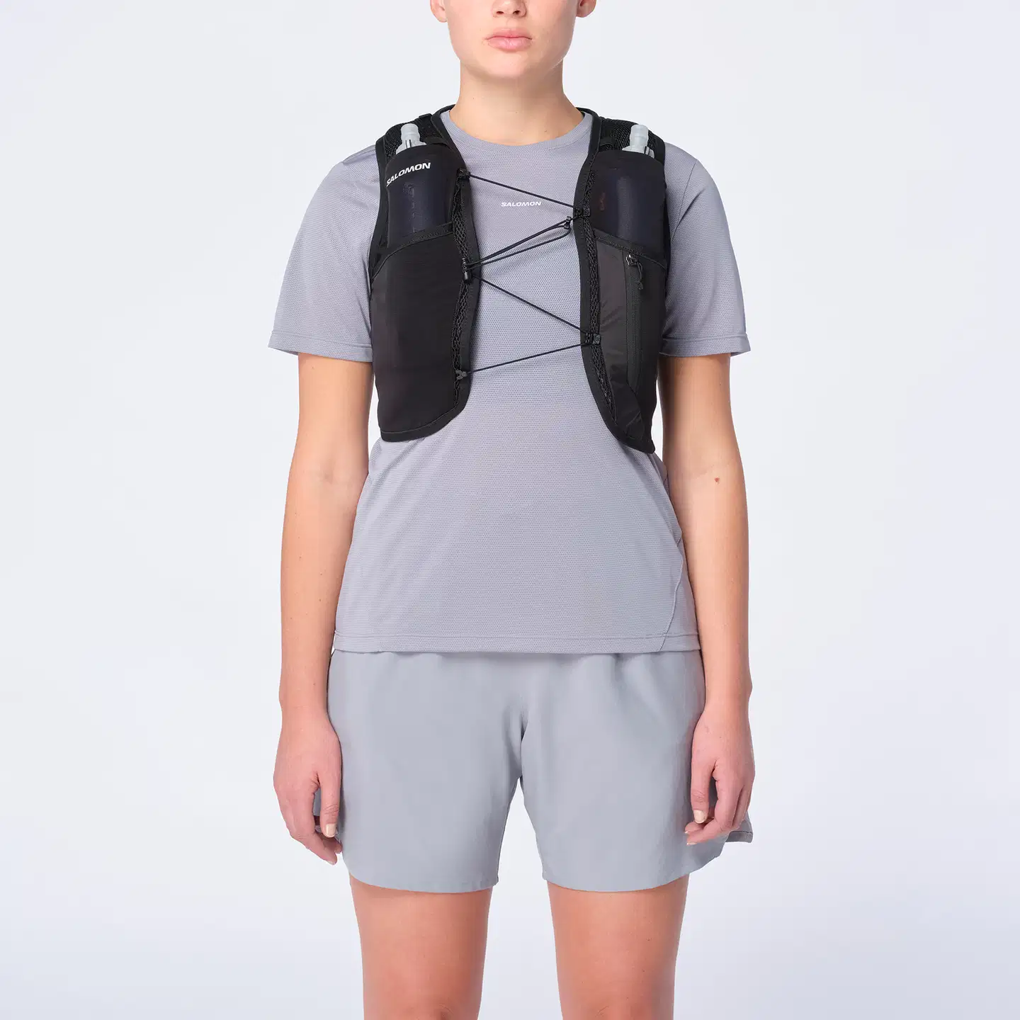 Salomon Active skin 4 W set naisten juoksuliivi - BLACK/METAL/ - 4