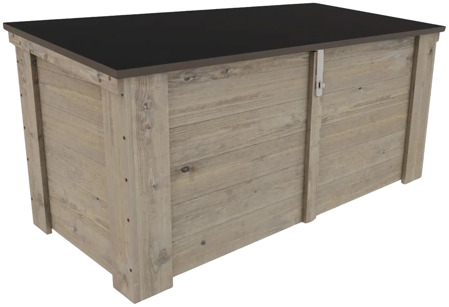 Lukittava piha-arkku kaltevalla kannella, vaalean harmaa, 130x58x60 cm - 1