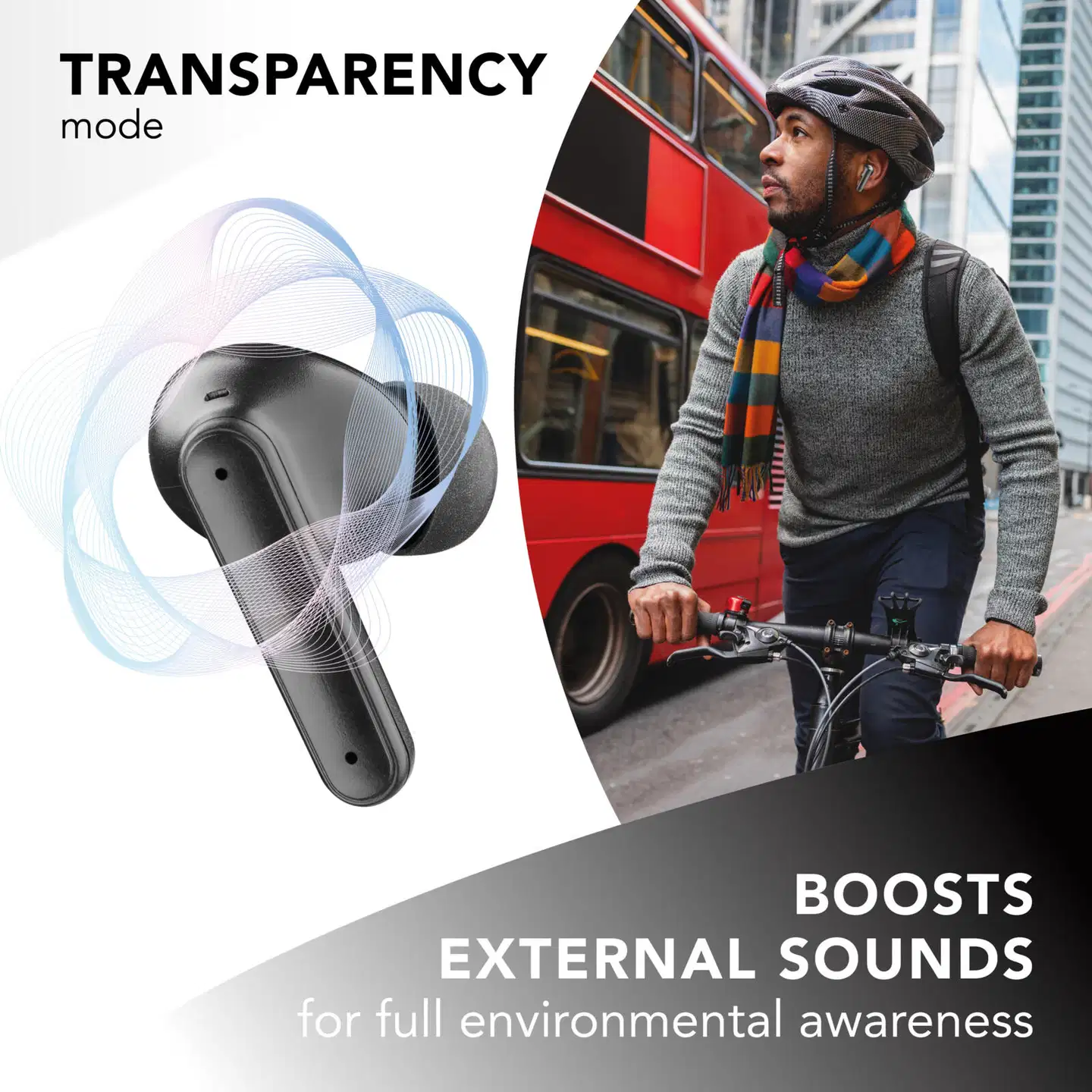 MusicSound langattomat vastamelunappikuulokkeet Numia musta - 2