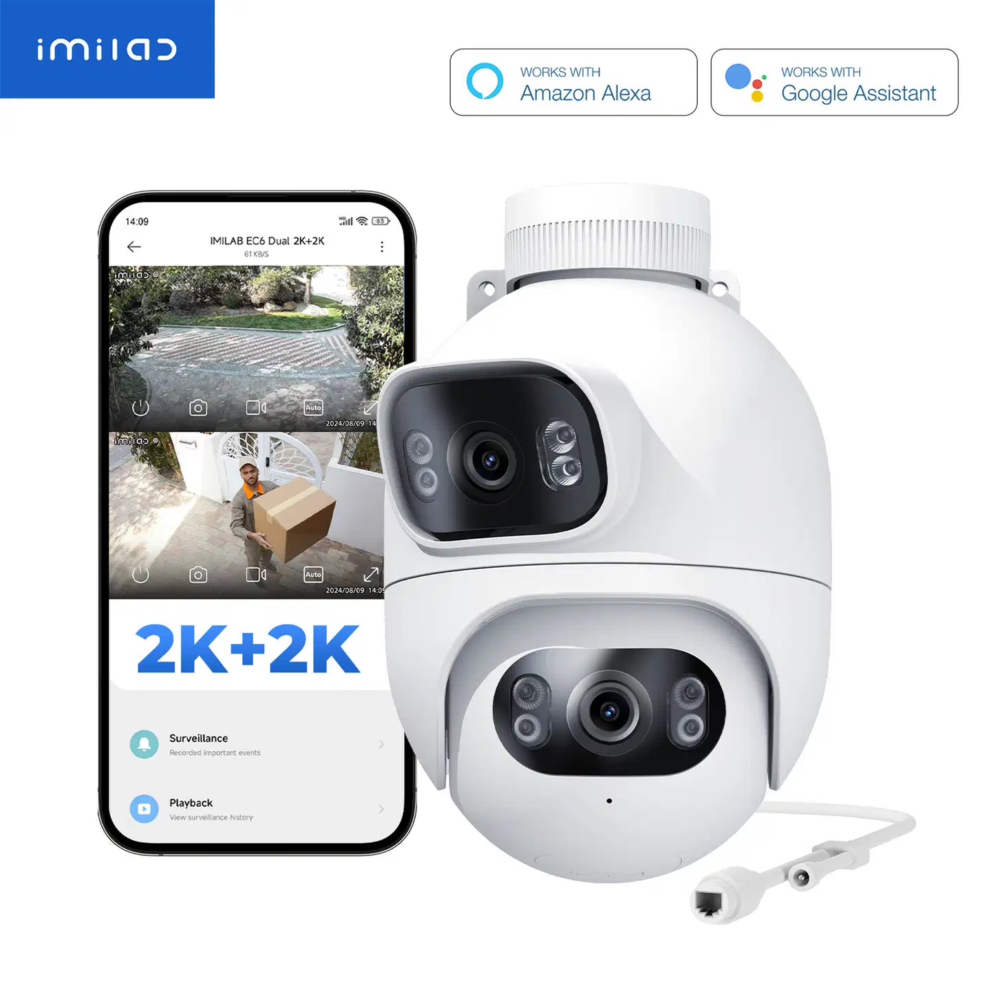 Imilab EC6 Dual 2K+2K WiFi -valvontakamera kahdella objektiivilla ulkokäyttöön CMSXJ68A - 17