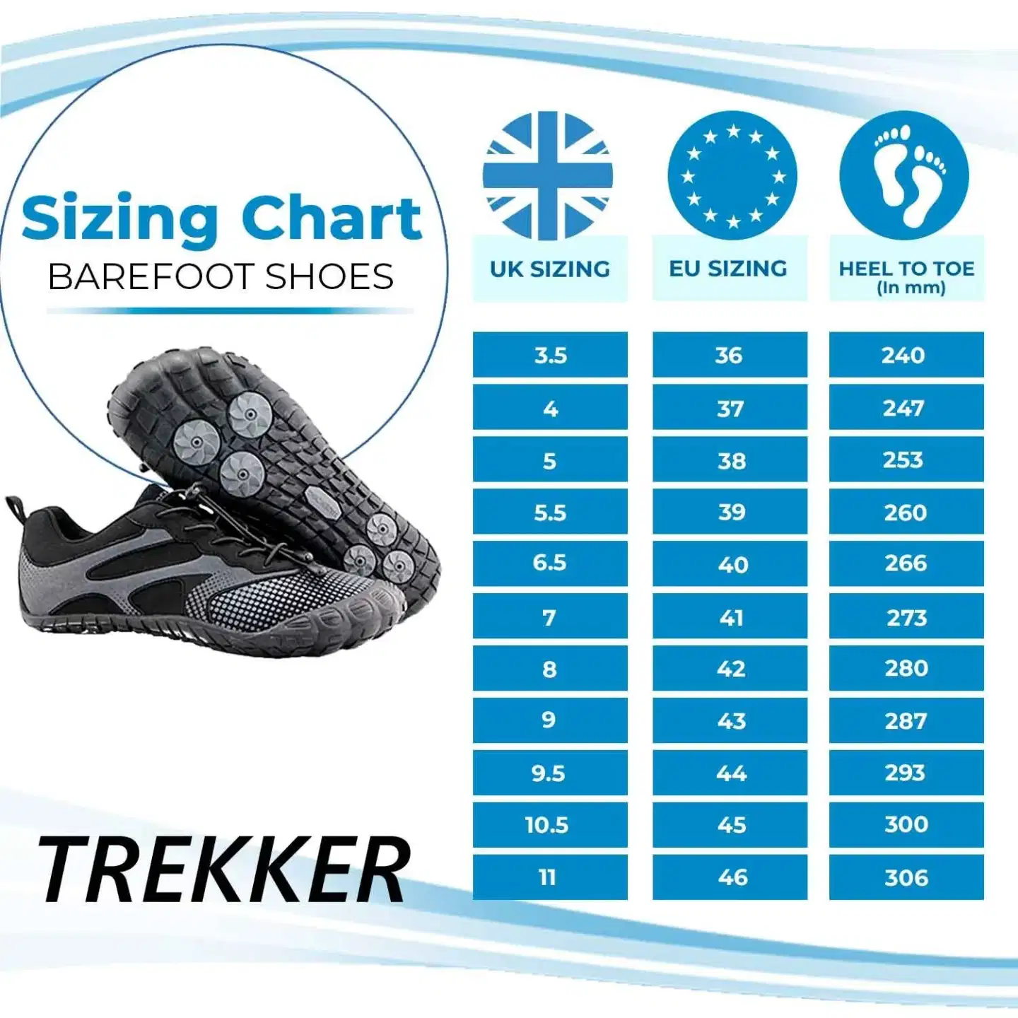 Trekker paljasjalkakengät comfort, musta - Musta - 3