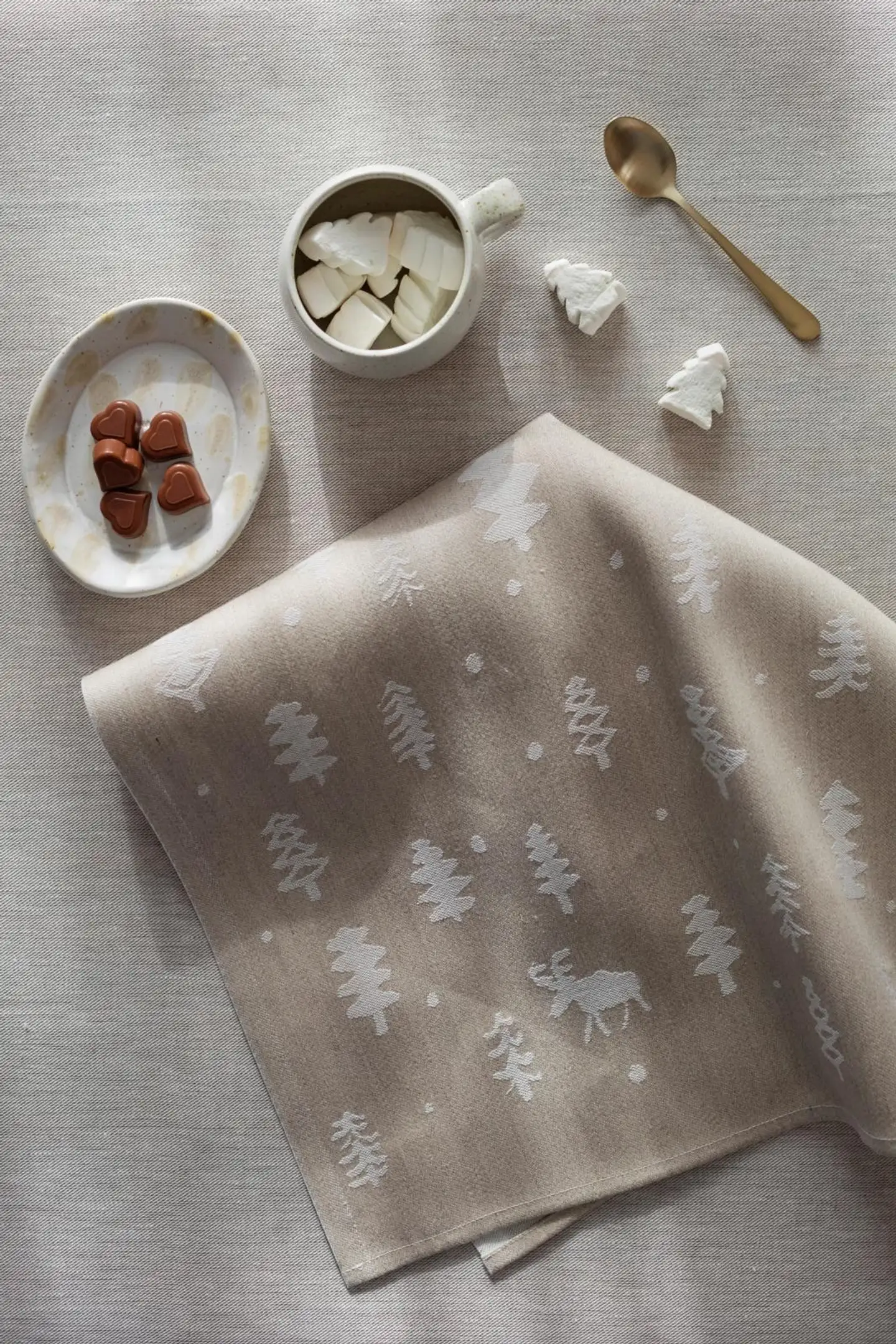 Lapuan kankurit keittiöpyyhe Poro pellavaa, valkoinen/pellava - 2