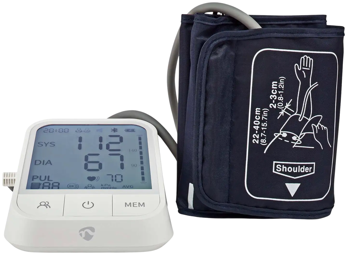 Nedis SmartLife Verenpainemittari  Käsi  Bluetooth  LCD-näyttö  22 - 42 cm  Epäsäännöllisen sydämenlyönnin havaitseminen / Mansetin käytön tunnistus / Pysy paikallasi -ilmaisu  Valkoinen - 2