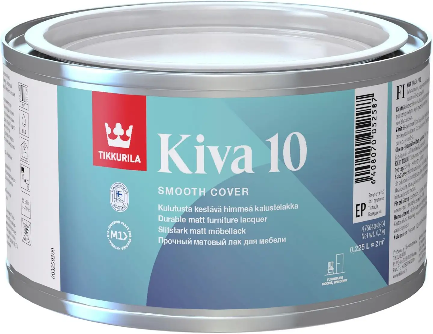 Tikkurila kalustelakka Kiva 10 0,225 l EP sävytettävissä himmeä