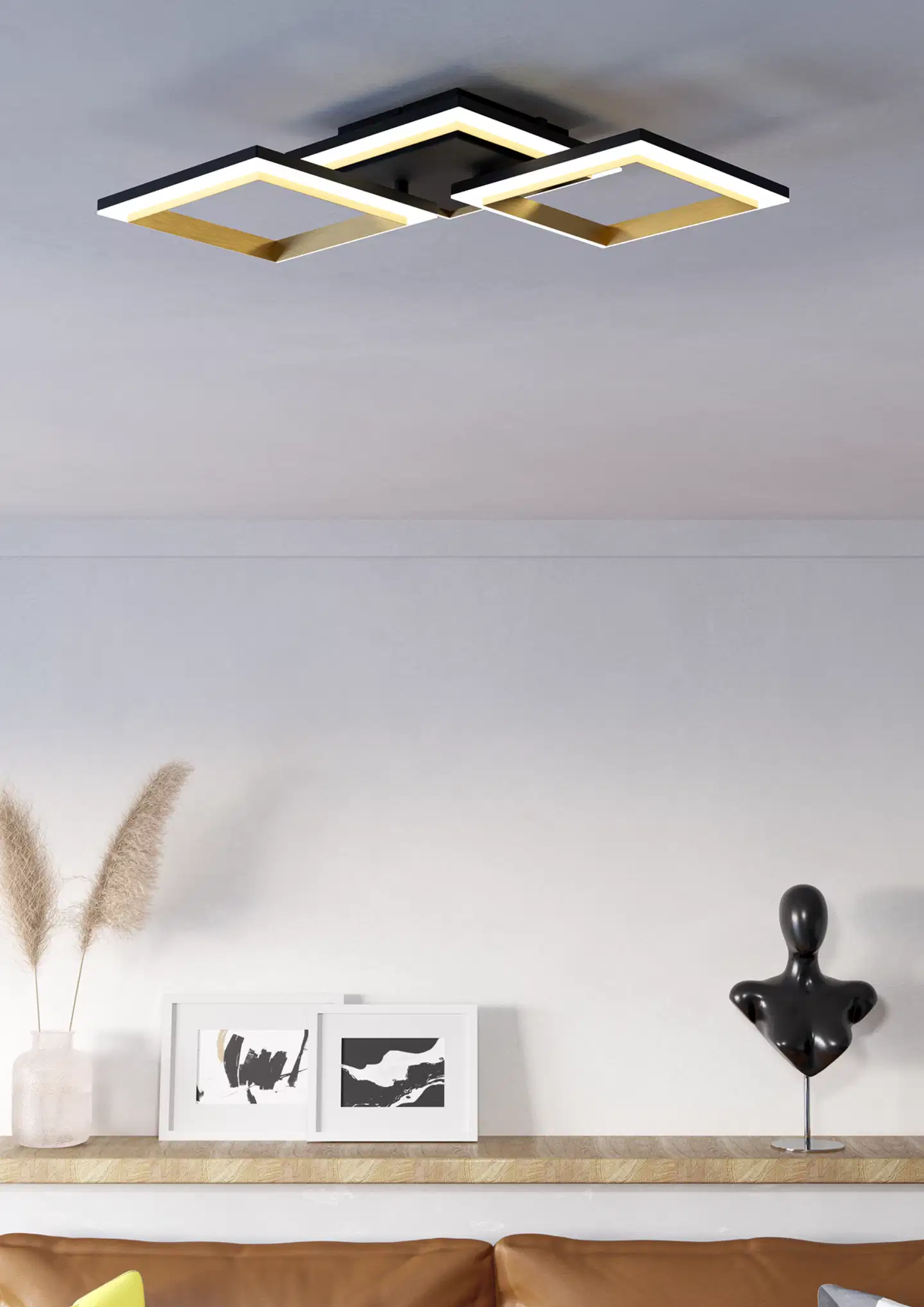 EGLO kattovalaisin Calliera LED 20W 59,5x31 cm musta/messinki - 6