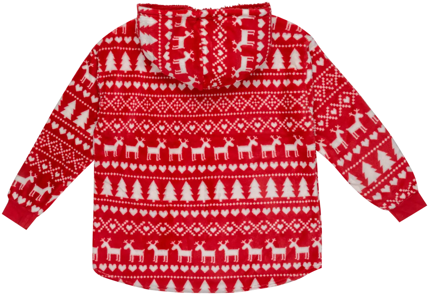 Ugly Christmas naisten pehmeä hupullinen fleecetunika IL35652 - RED - 2