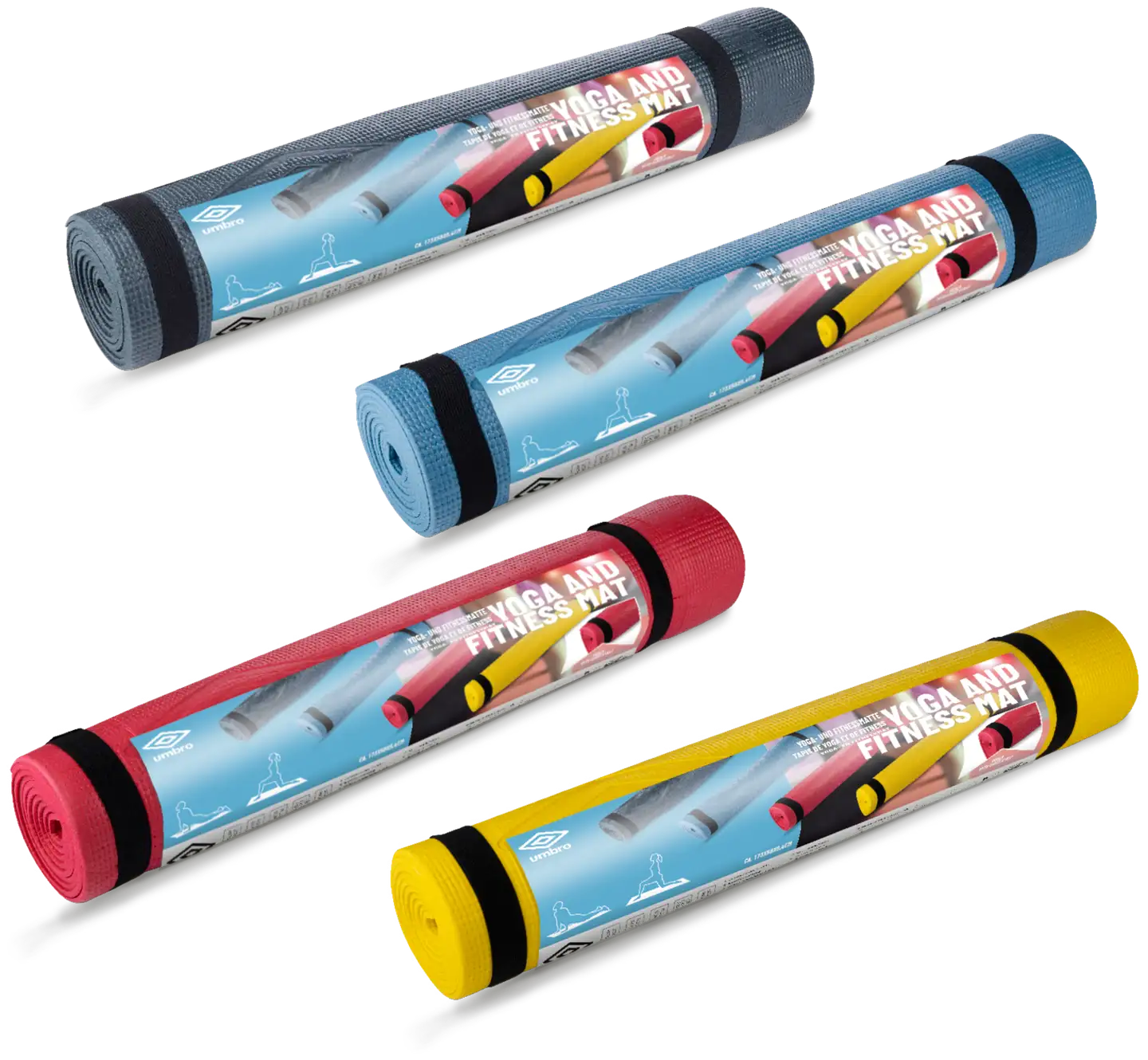 Umbro jooga/jumppamatto kantohihnalla, erilaisia - 2