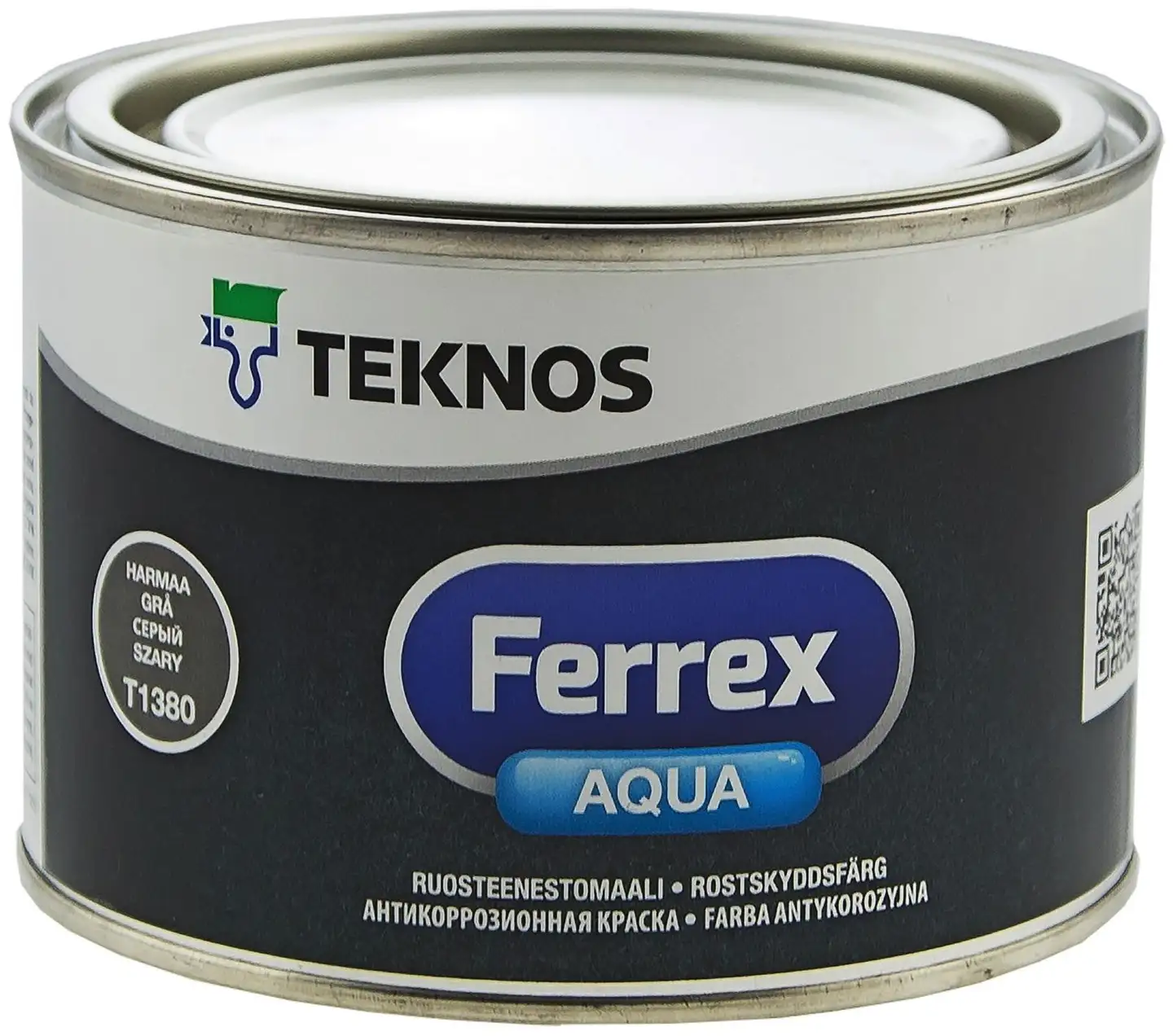 Teknos ruosteenestomaali Ferrex Aqua 0,5 l T1380 harmaa puolihimmeä