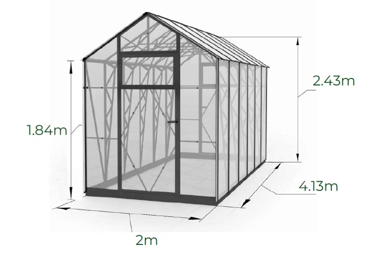 Ecoslider kasvihuone 2.0 X 4.13 - 4