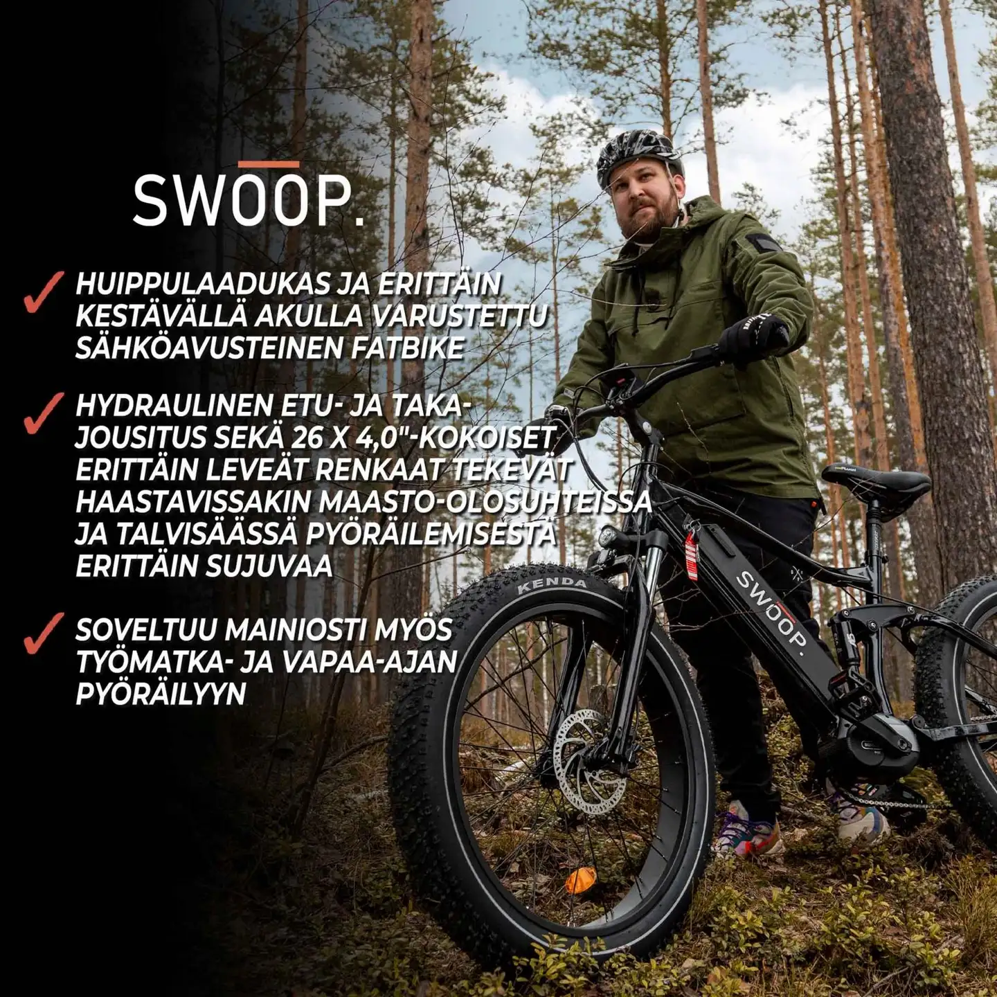 Swoop sähköfatbike Ranger 26" 7-vaihdetta musta - 8