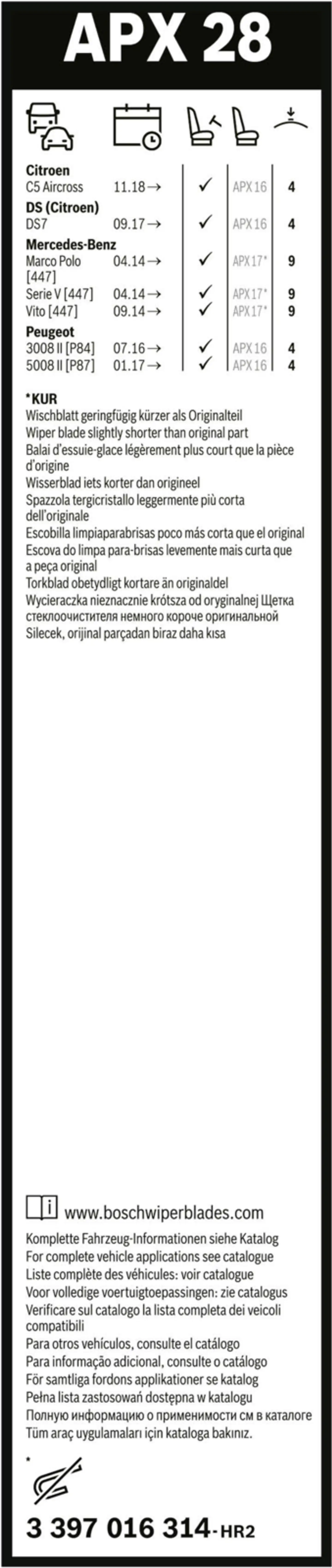 Bosch pyyhkijänsulka Aerotwin Plus APX28 700 mm - 4