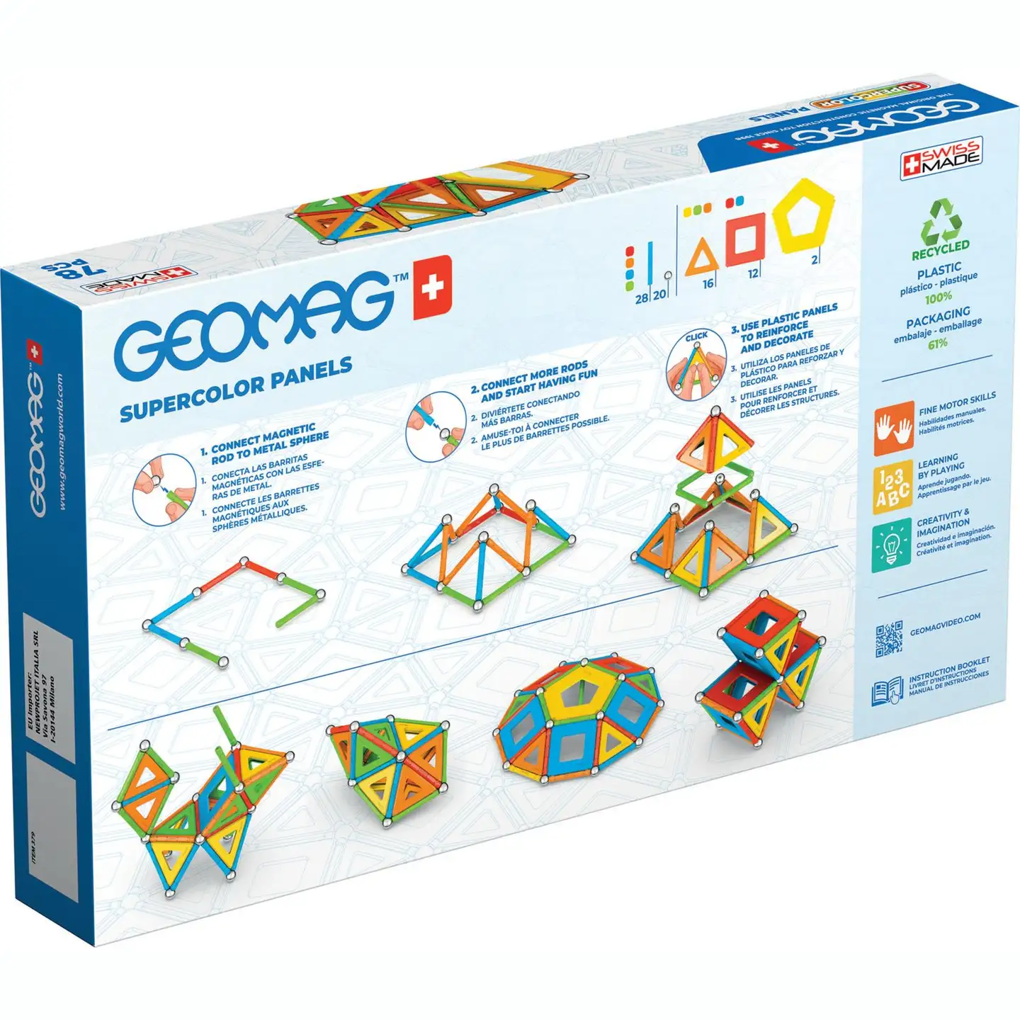 Geomag Supercolor Panels magneettinen rakennussarja 78 osaa - 8