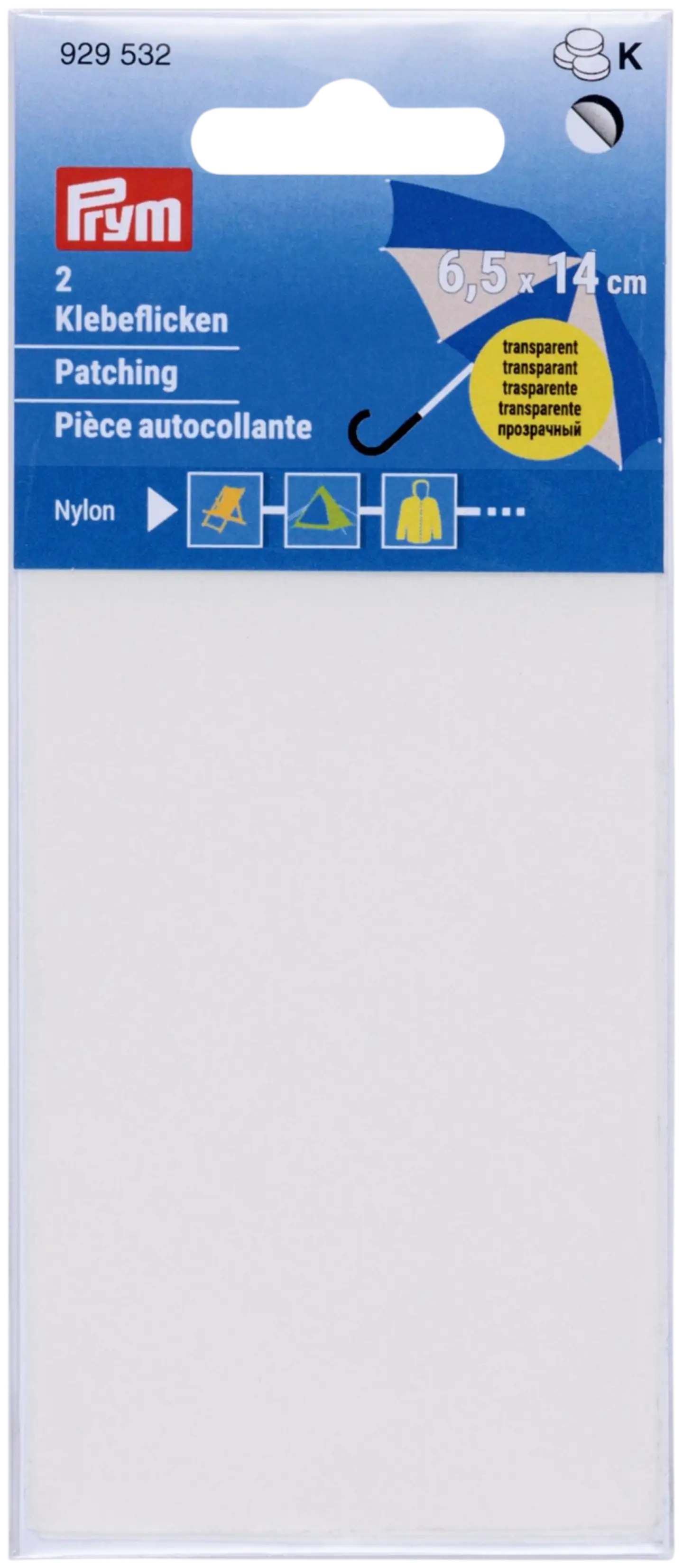 Prym nylonpaikka itseliimautuva 6,5x14 cm 2 kpl läpinäkyvä - 1