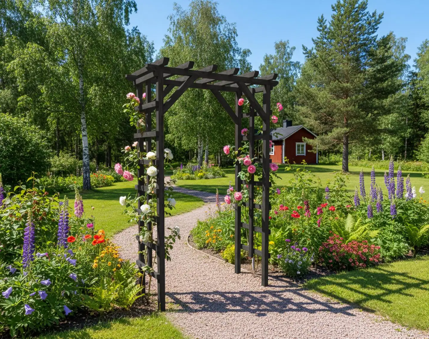 Puutarhaportti, grafiitin harmaa, 210x140x69cm - 4