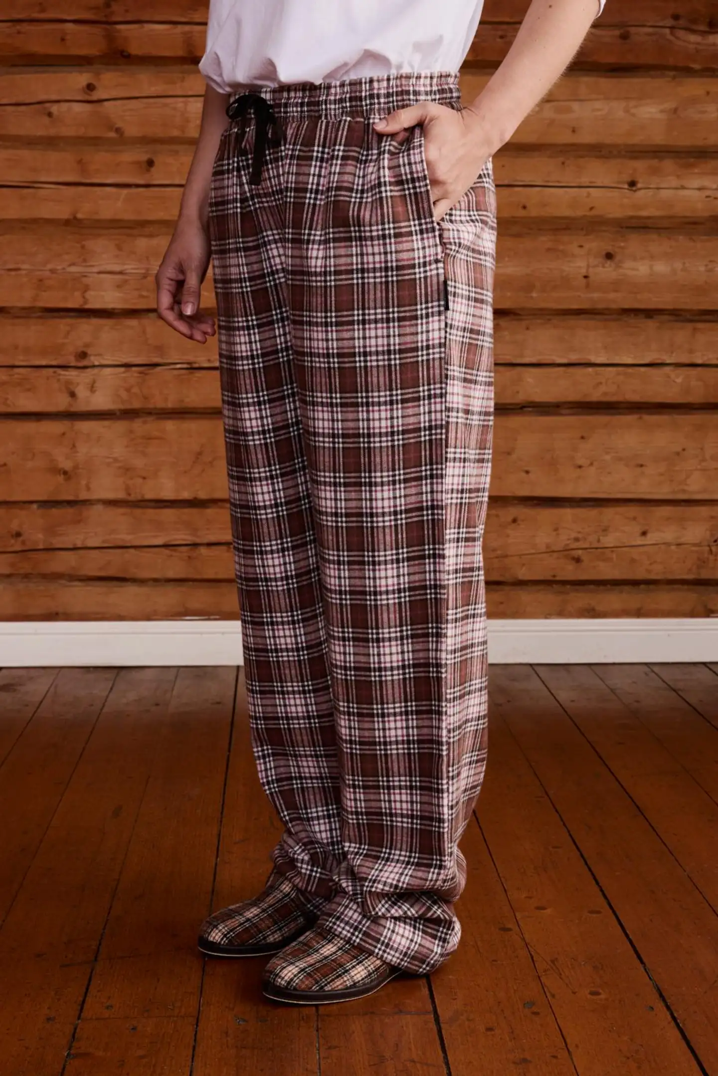 Reino&Aino naisten flanellipyjamahousut Aino - Brown check - 3