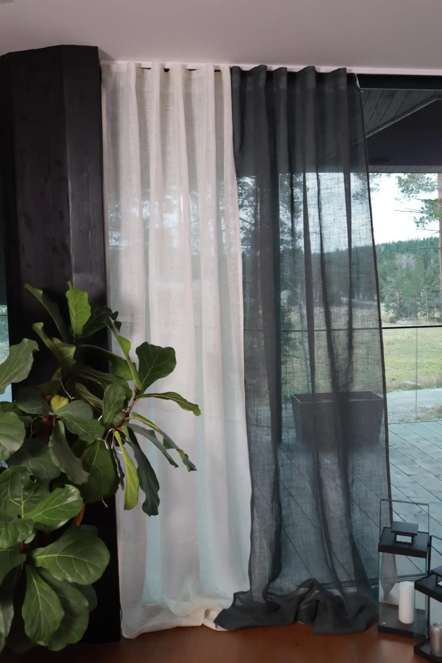 Ihanin pellavaverho 100% valkoinen 140 x 280 cm - 4