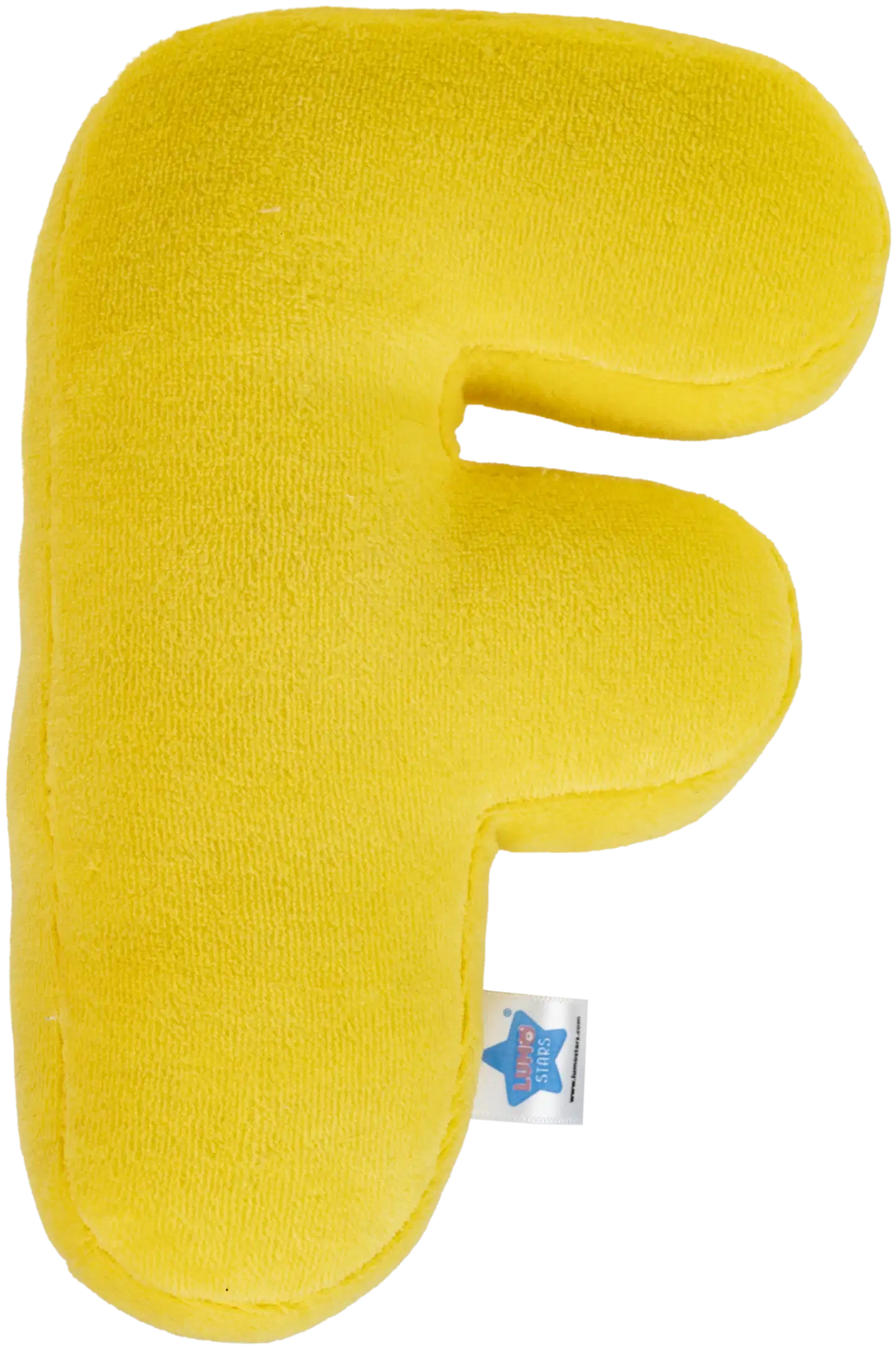 Lumo Stars Pehmokirjain F keltainen, velboa