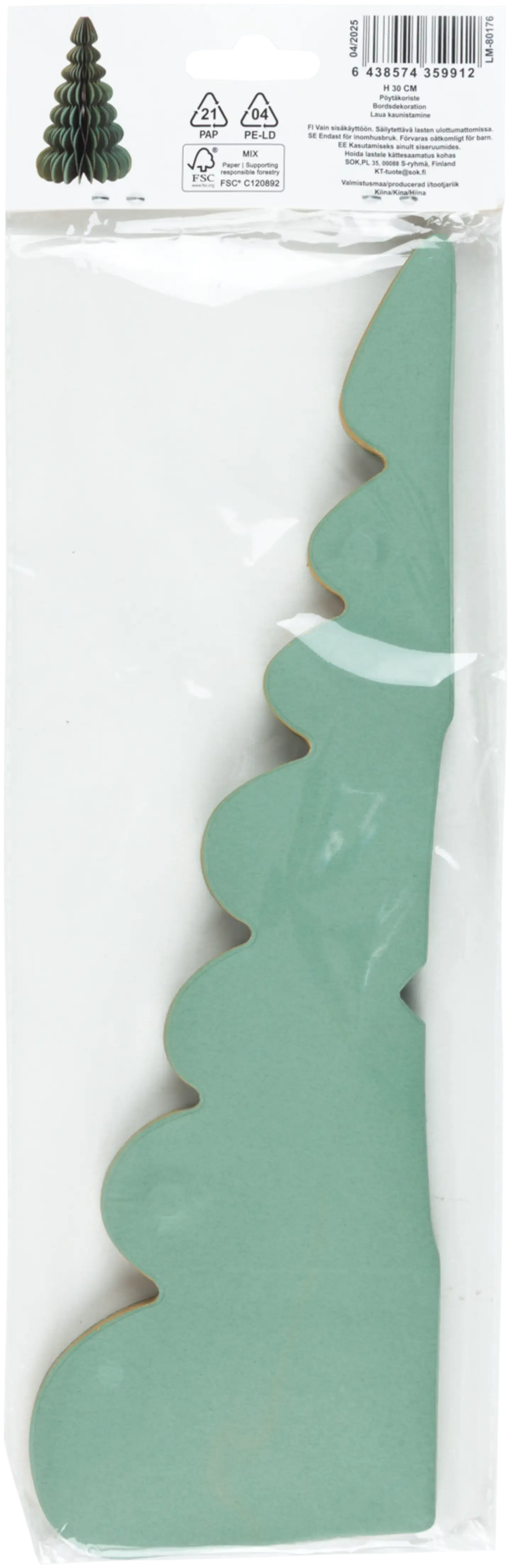 Pöytäkoriste paperikuusi 30 cm vihreä - 2