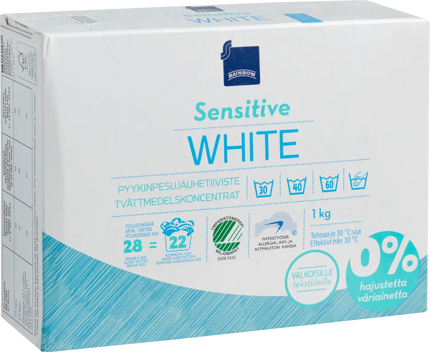 Rainbow Sensitive White pyykinpesujauhe valkopyykille 1kg