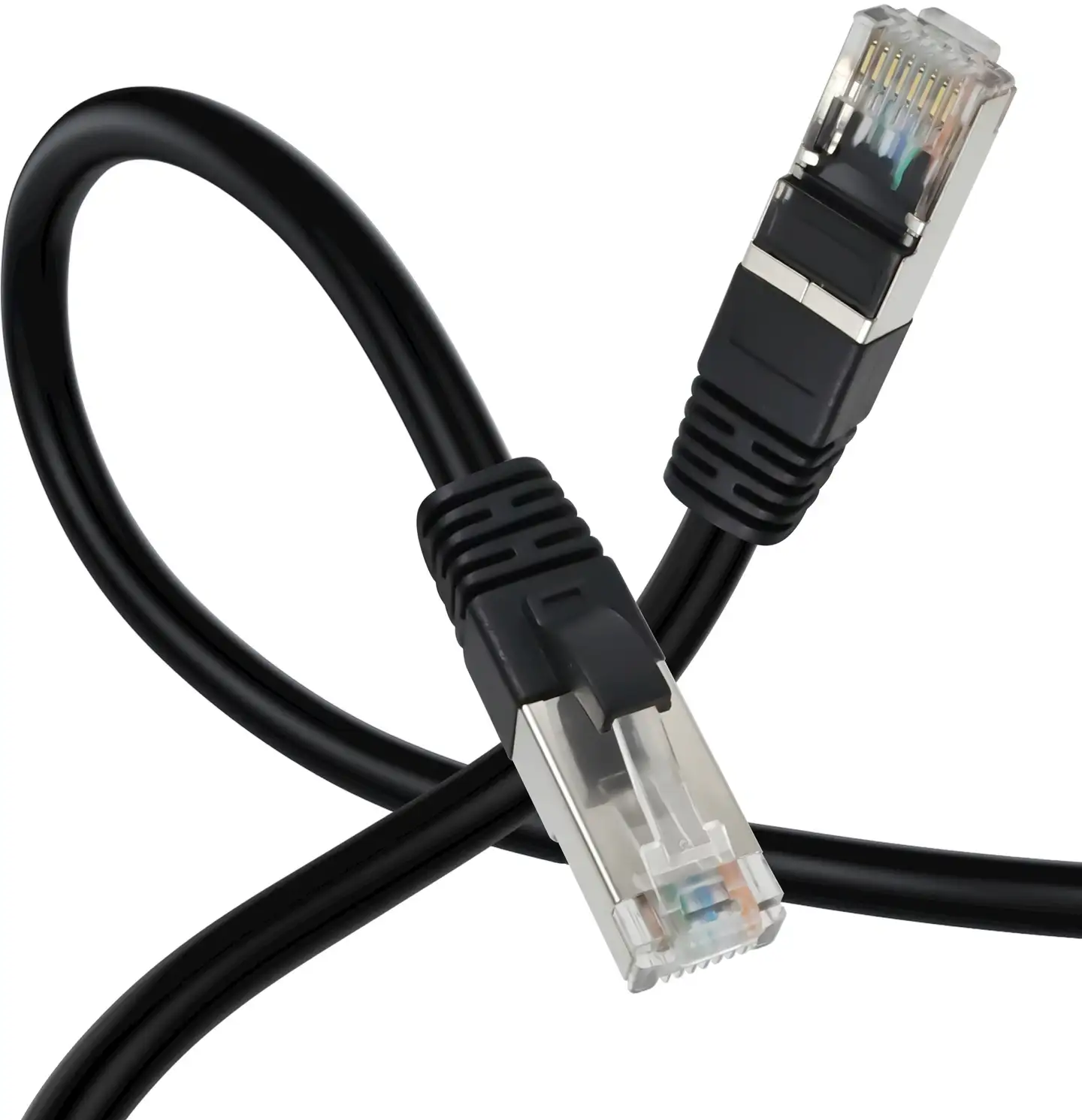Wave S/FTP CAT6a Ethernet parikaapeli, 25cm, Musta - 5
