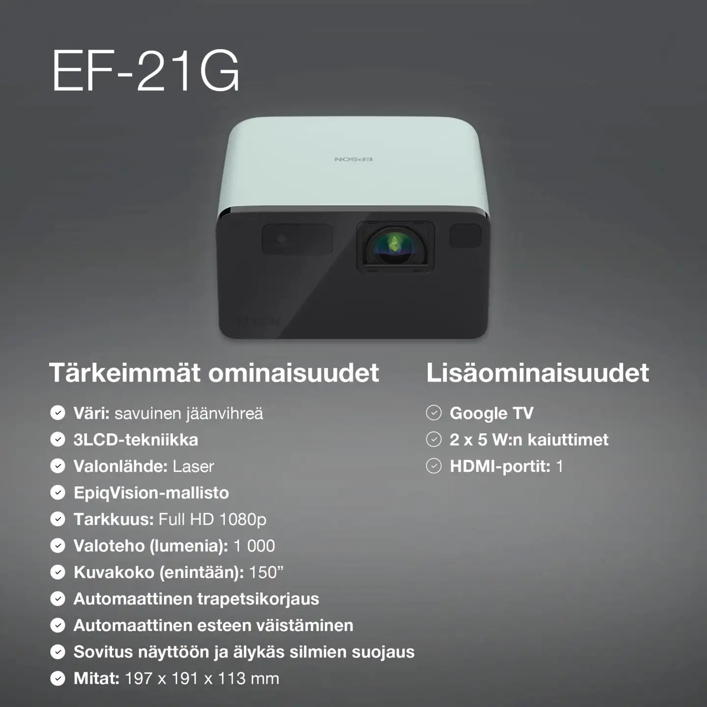 Espon laserprojektori EF-21G vihreä - 5