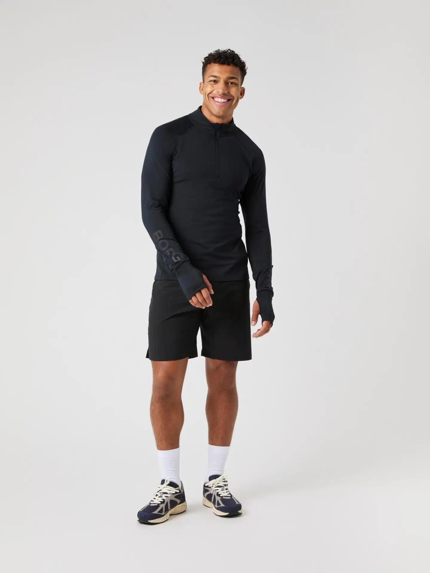 Björn Borg miesten pitkähihainen treenipaita vetoketjukauluksella 10004837 - BLACK - 2