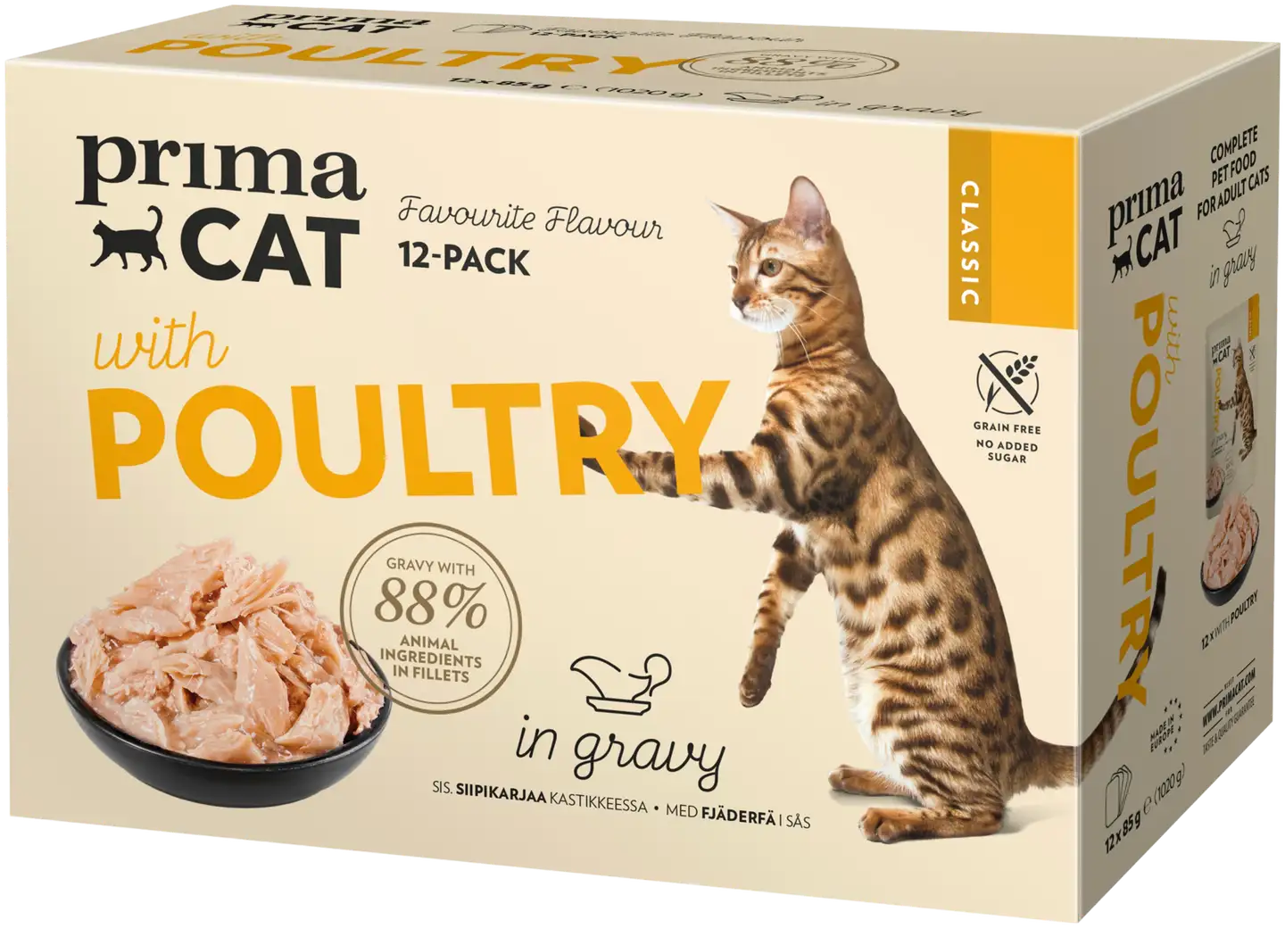 PrimaCat Classic Siipikarjaa kastikkeessa 12 x 85 g