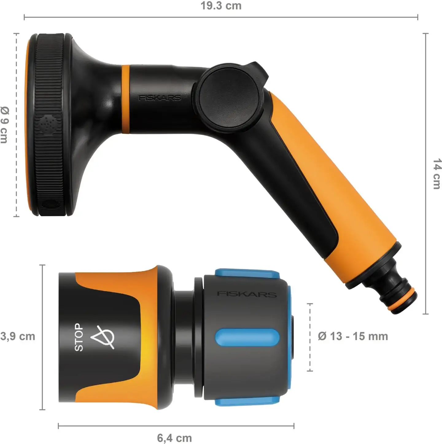 Fiskars kastelupistooli + STOP pikaliitin 13mm - 3