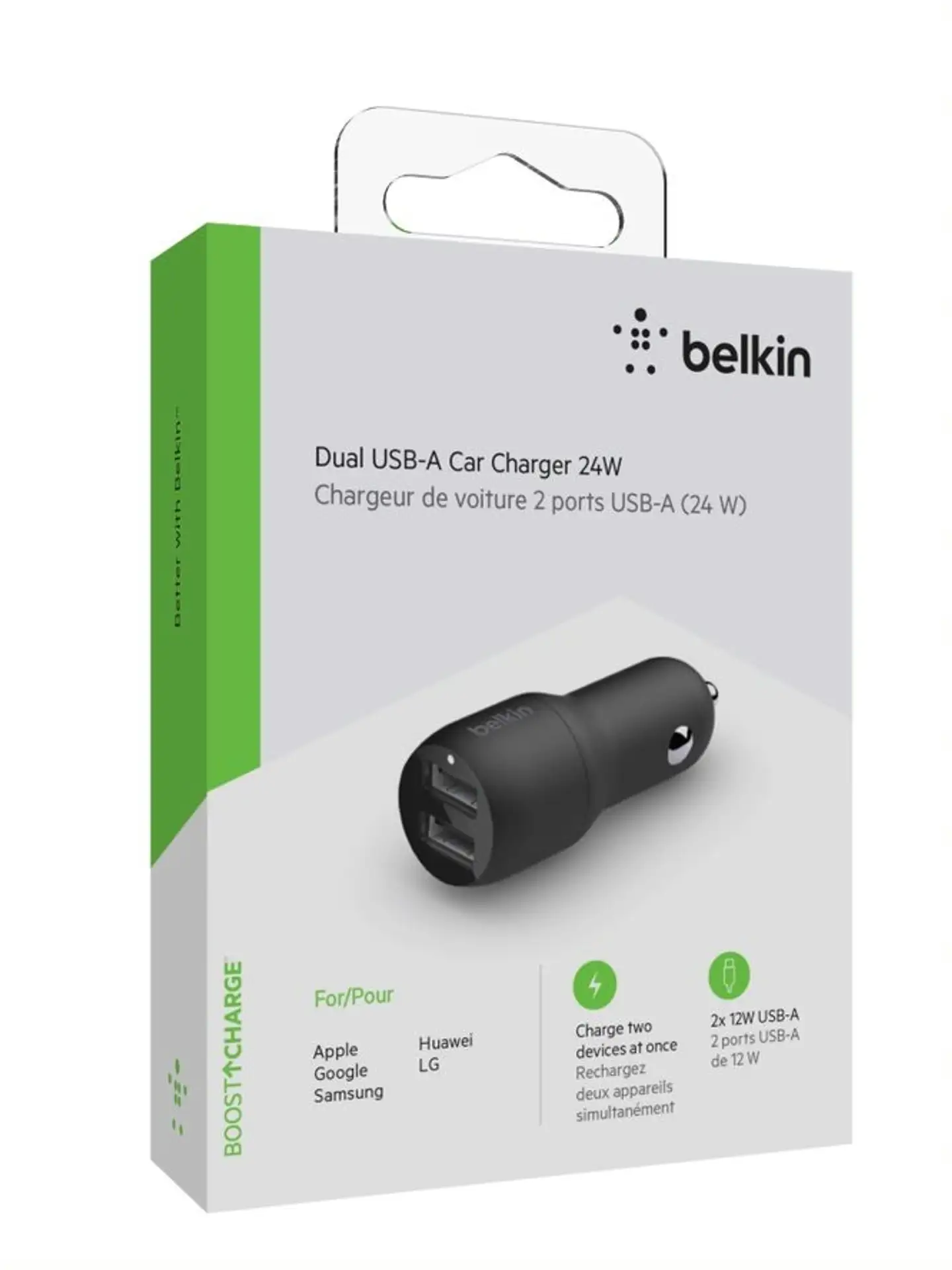 Belkin autolaturi 2 x USB-A 12w, musta