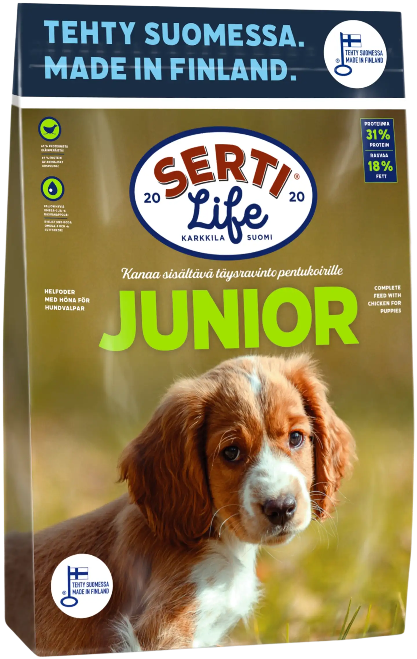 KOTIMAINEN SertiLife Junior, täysravinto koiranpennuille 4 kg