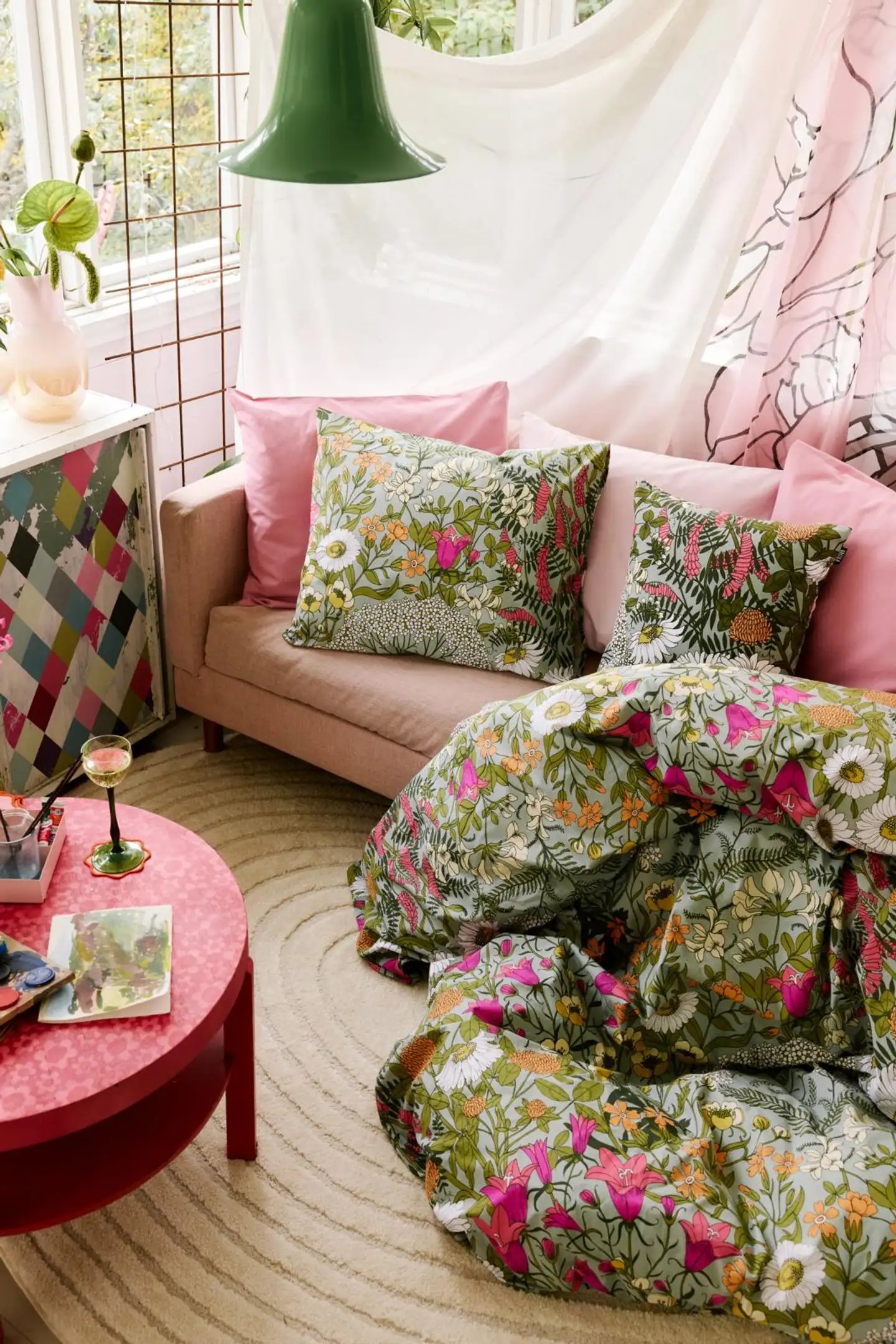 Valilla pussilakanasetti Ahomaa 150x210 cm vihreäpink - 3