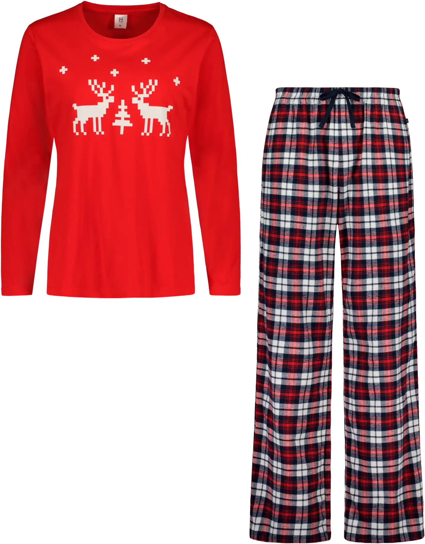 House naisten joulupyjama 212H382520 - red check - 1