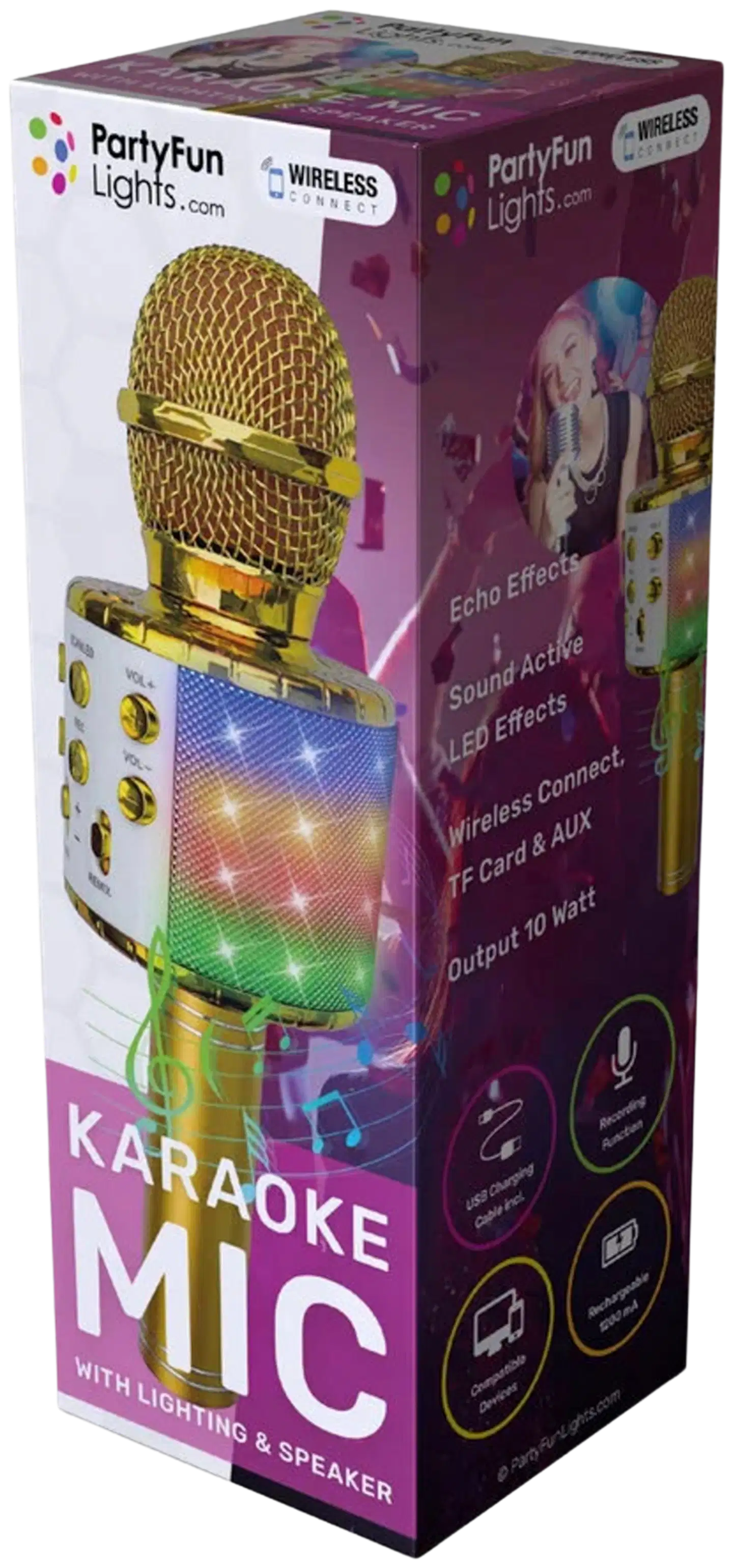 PartyFunLights bluetooth karaokemikrofoni ja kaiutin kulta - 3