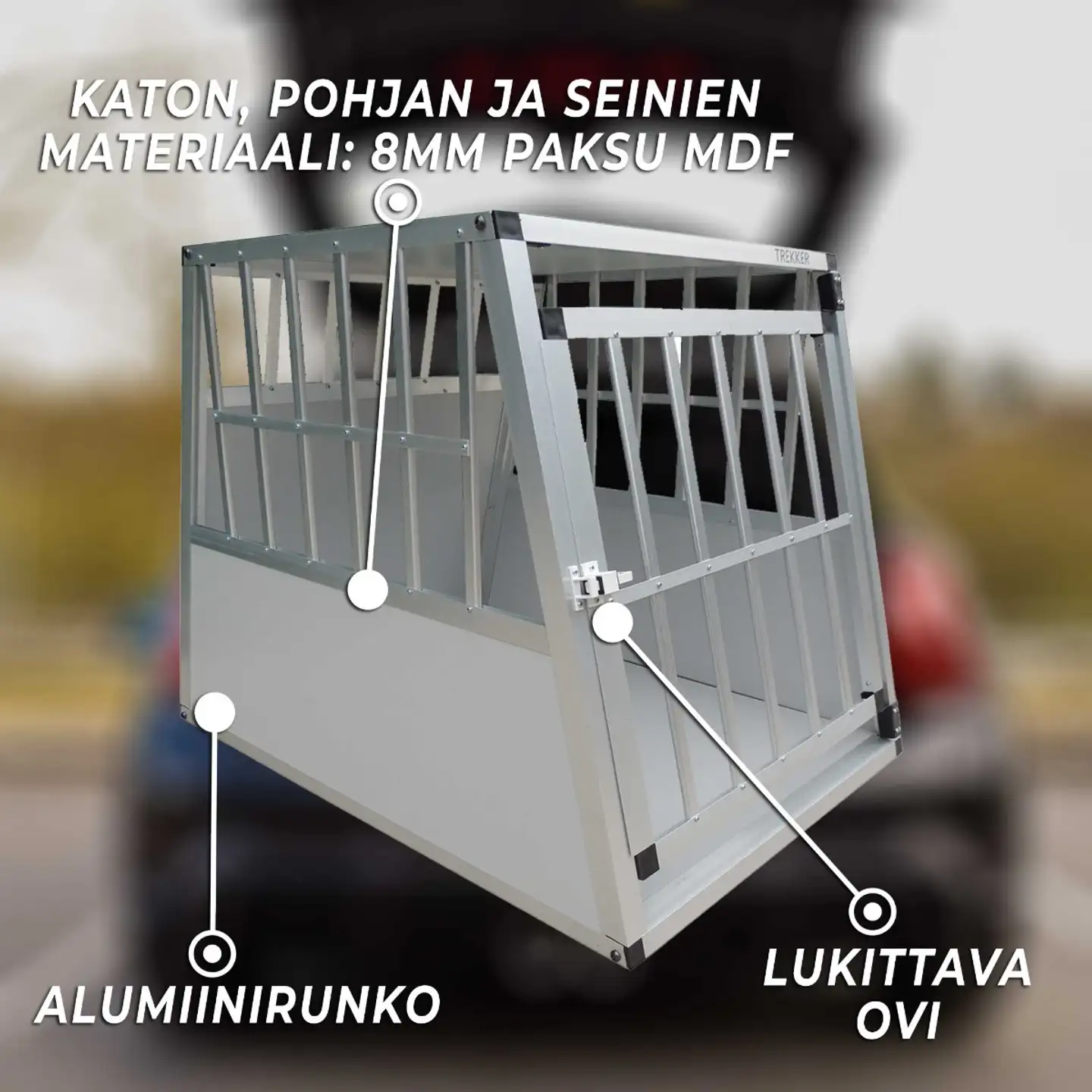 Trekker koiran kuljetushäkki M 65x90x69,5 cm alumiini - 9