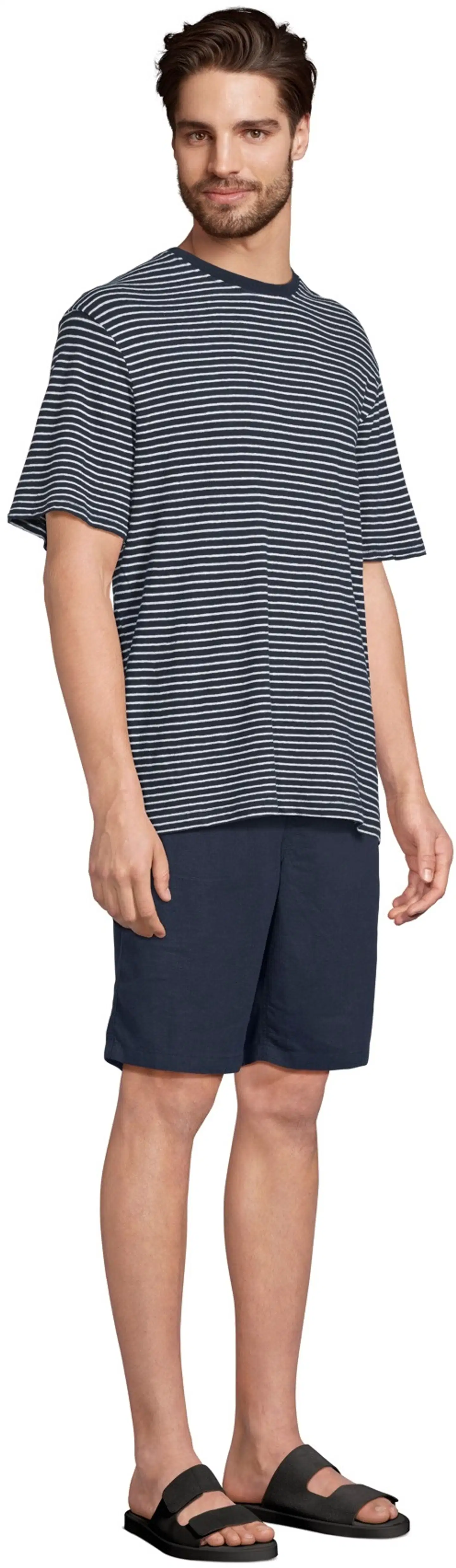 London Fog miesten t-paita pellavasekoitetta 195LF15266 - D.blue striped - 4