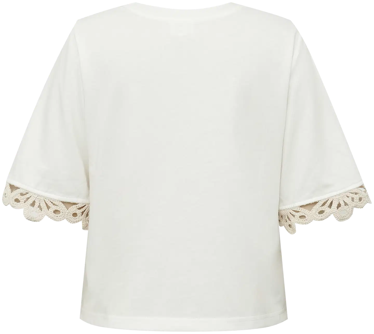 WKLY. naisten t-paita pitsihihalla 139770 - WHITE - 2