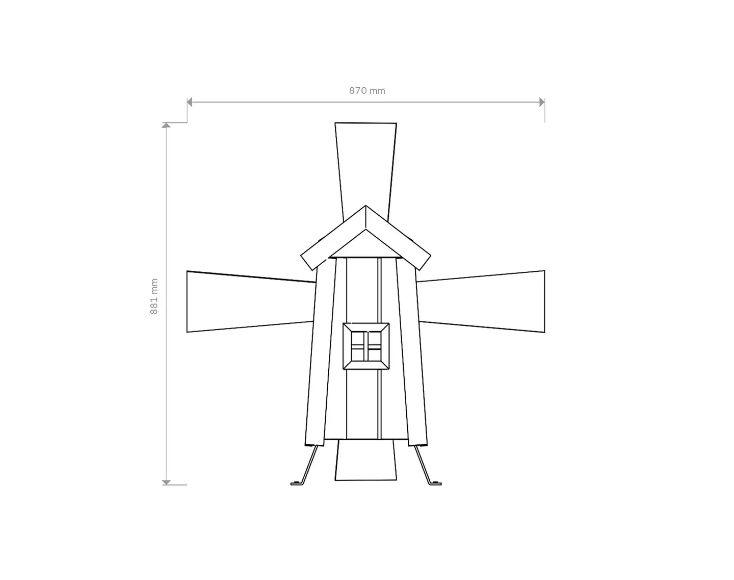 Tuulimylly punavalkoinen, 69x30x32cm - 2