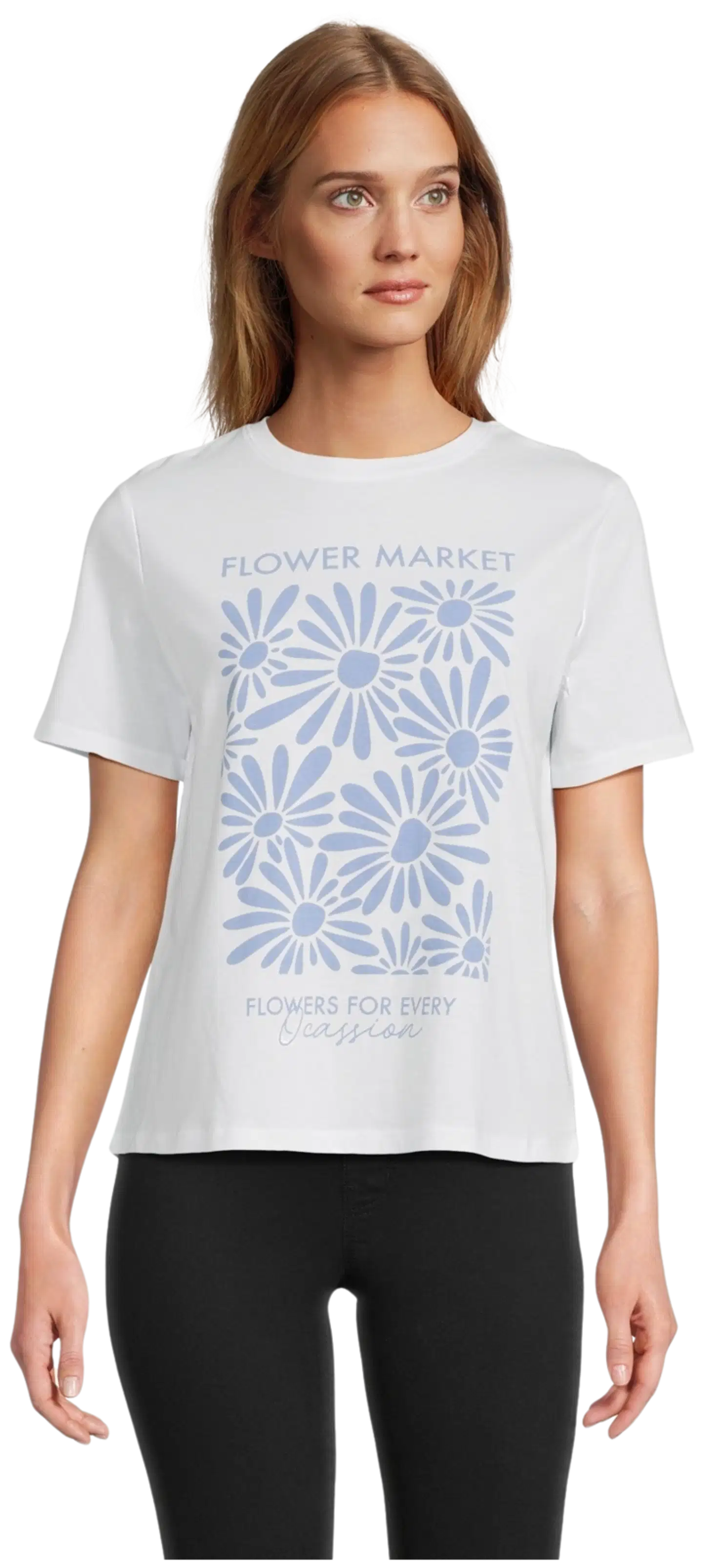 TEX naisten T-paita kukka I274643 - WHITE 1 - 1