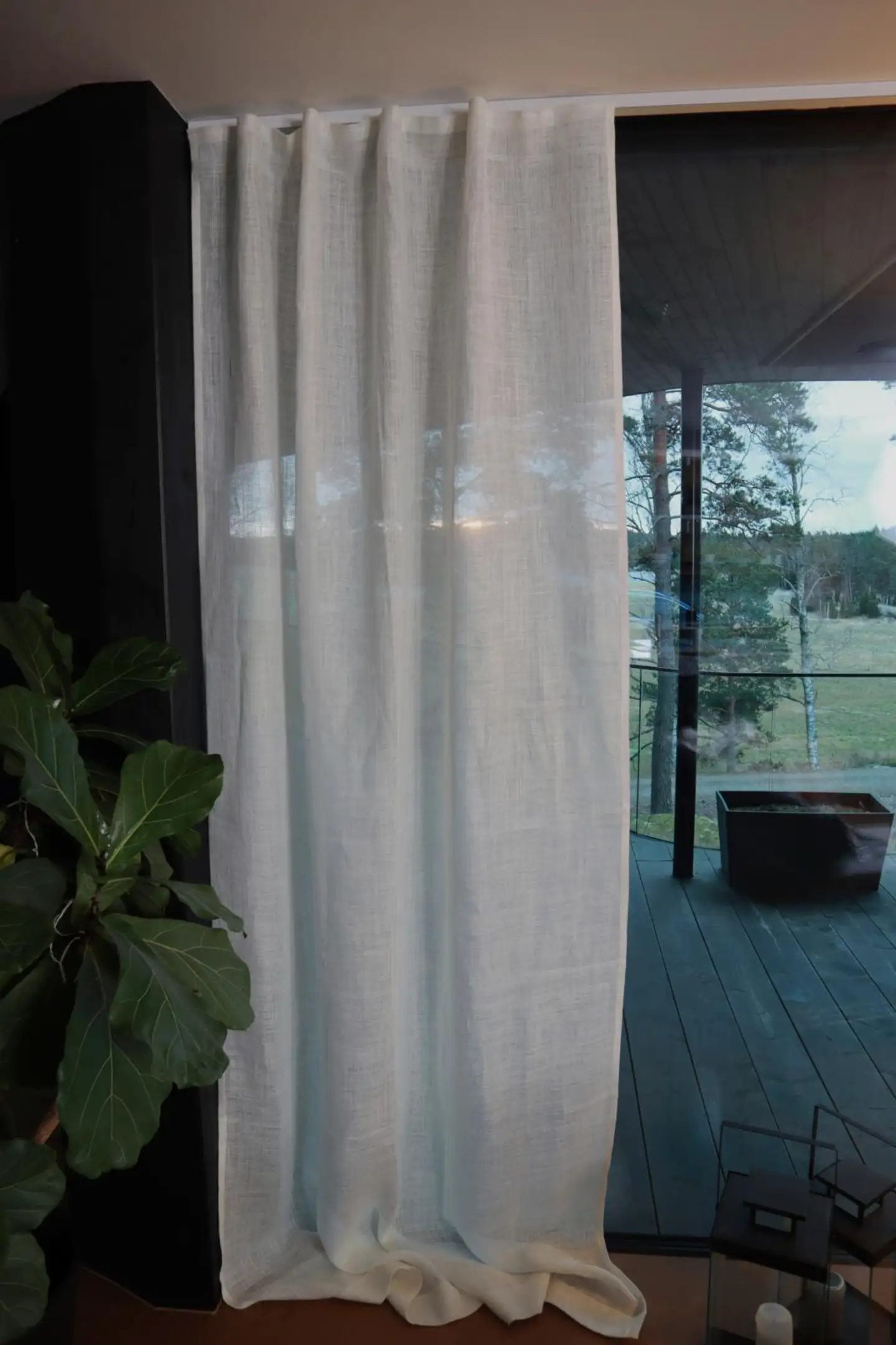 Ihanin pellavaverho 100% valkoinen 140 x 280 cm - 1