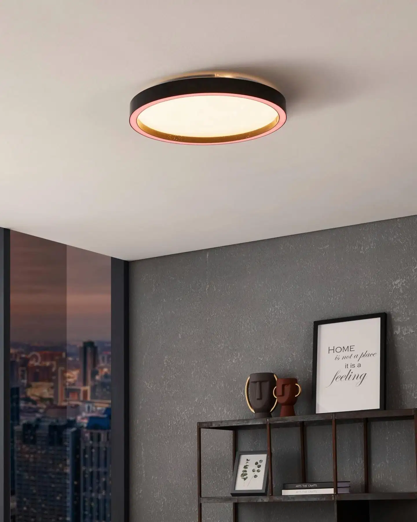 EGLO Plafondi connect.z Montemorelos-z led 17,8W Ø42cm musta/valkoinen, kristalliefekti - 2