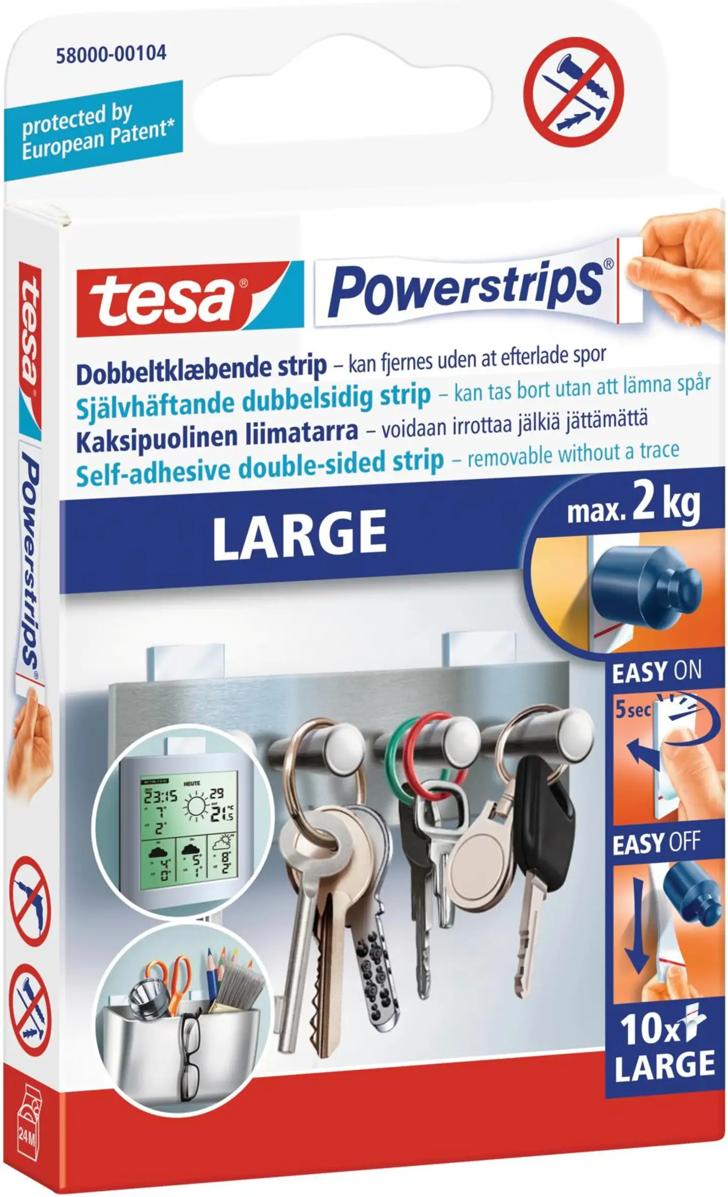 Tesa Powerstrips kaksipuolinen teippi leveä valkoinen - 1