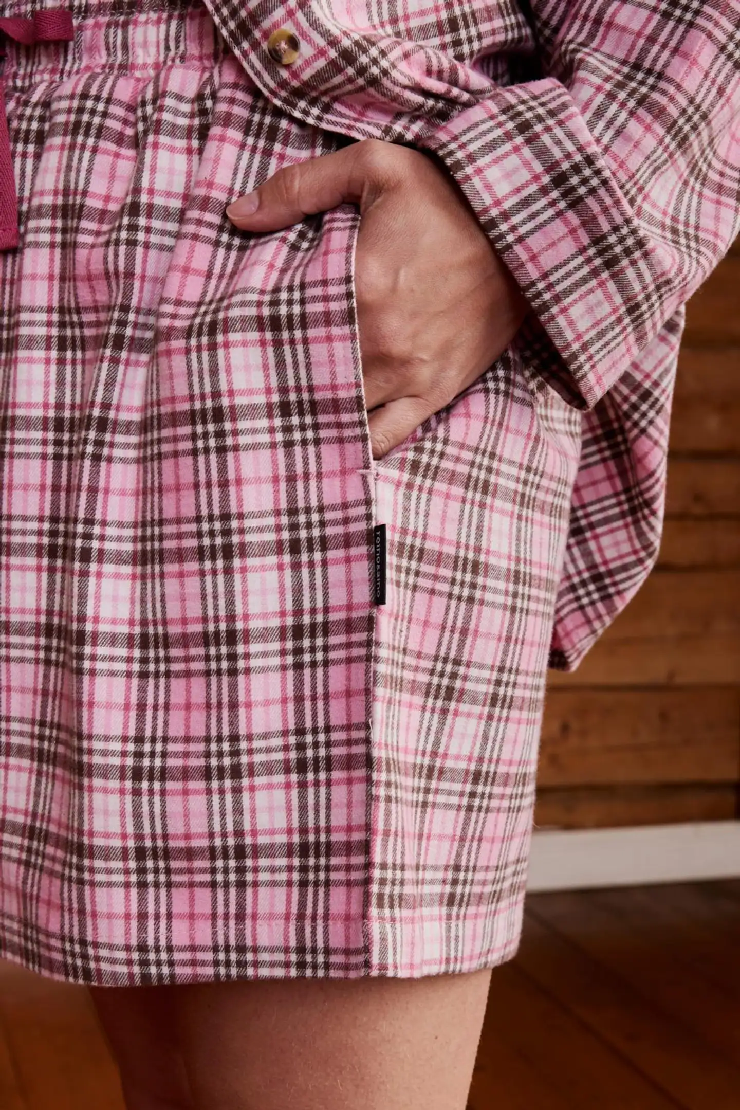 Reino&Aino naisten flanellipyjama Aino - pink check - 8