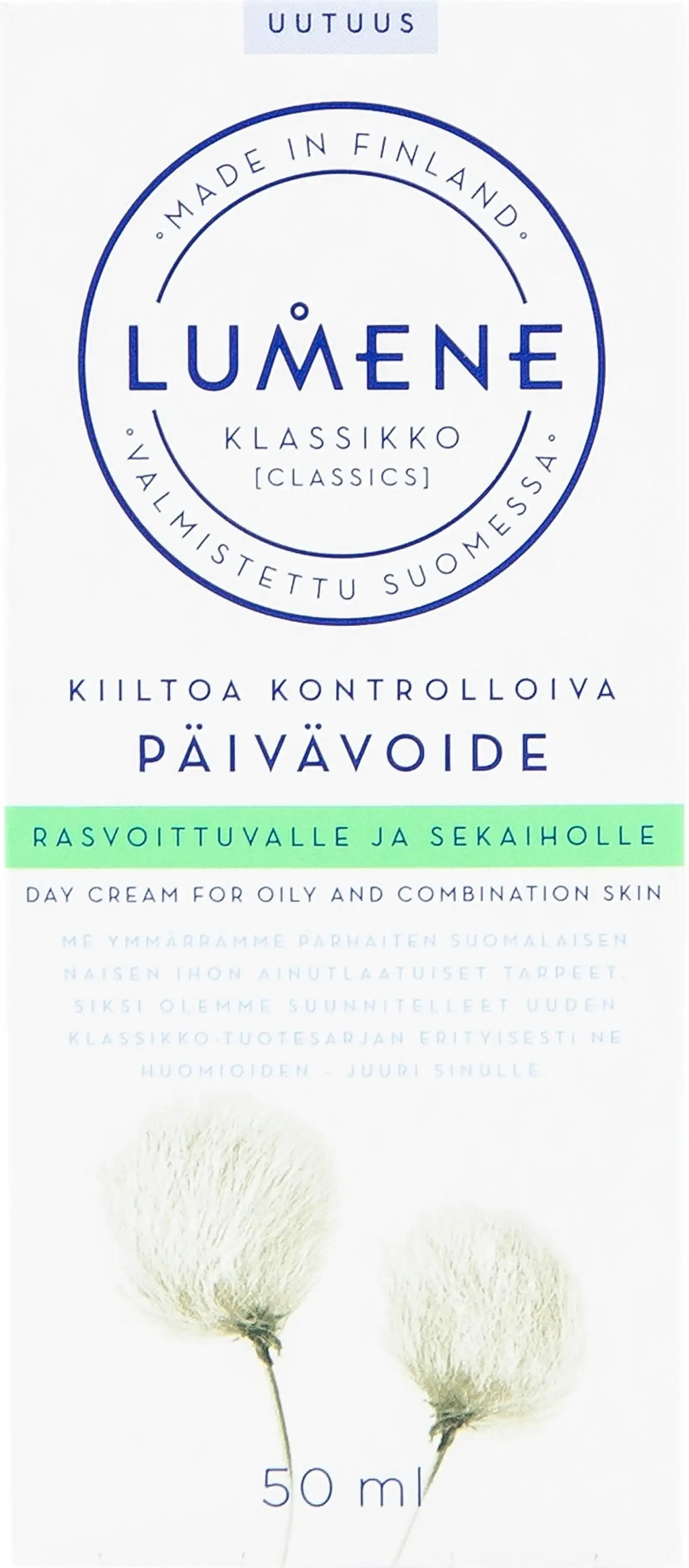 Lumene KLASSIKKO Kiiltoa kontrolloiva päivävoide rasvoittuvalle ja sekaiholle 50ml - 2